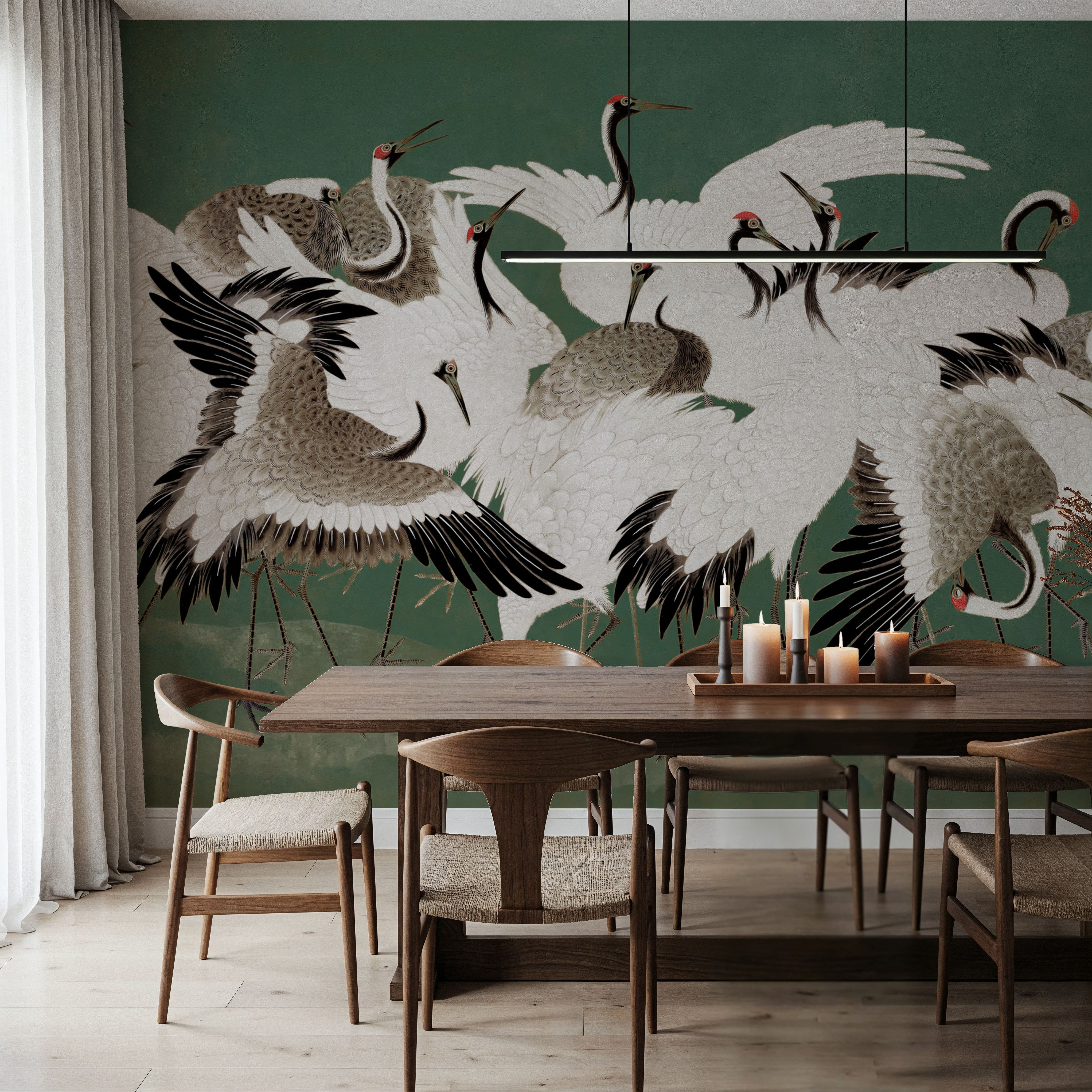 Japanese Flock of Cranes, Emerald