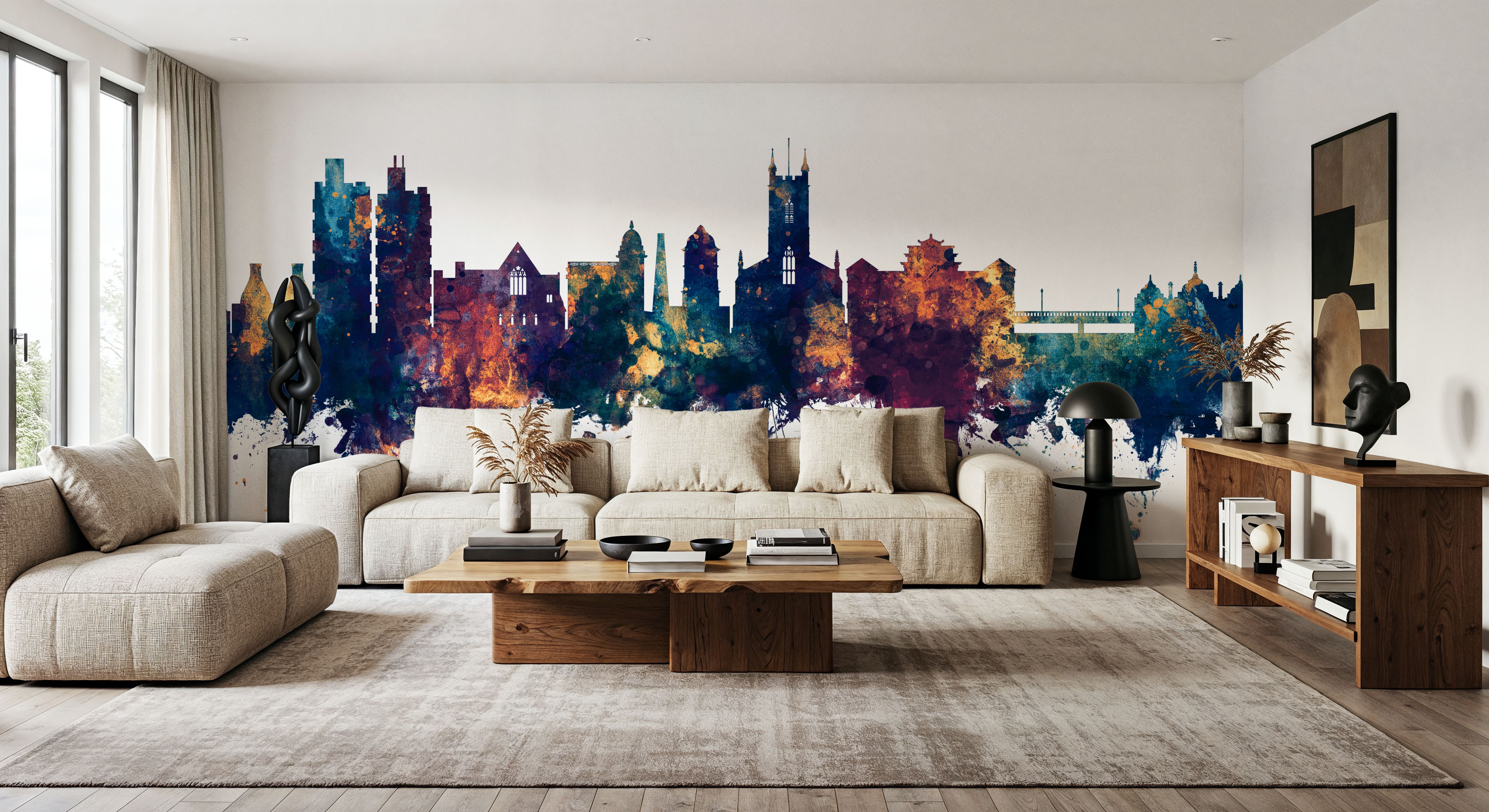 Stoke-on-Trent Skyline Blue & Bronze, Wallpaper