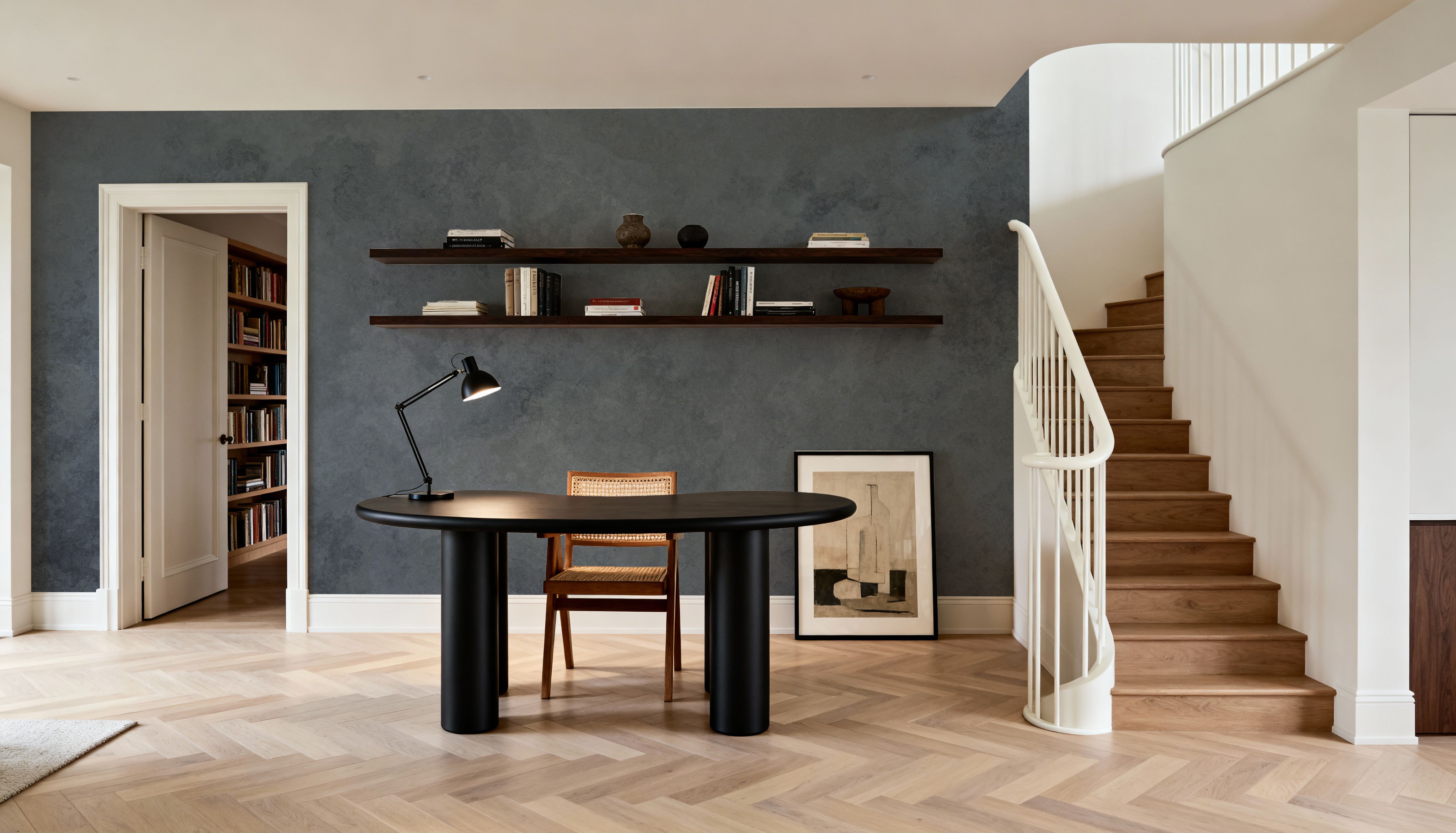 Subtle Plaster Wall, Dark Blue