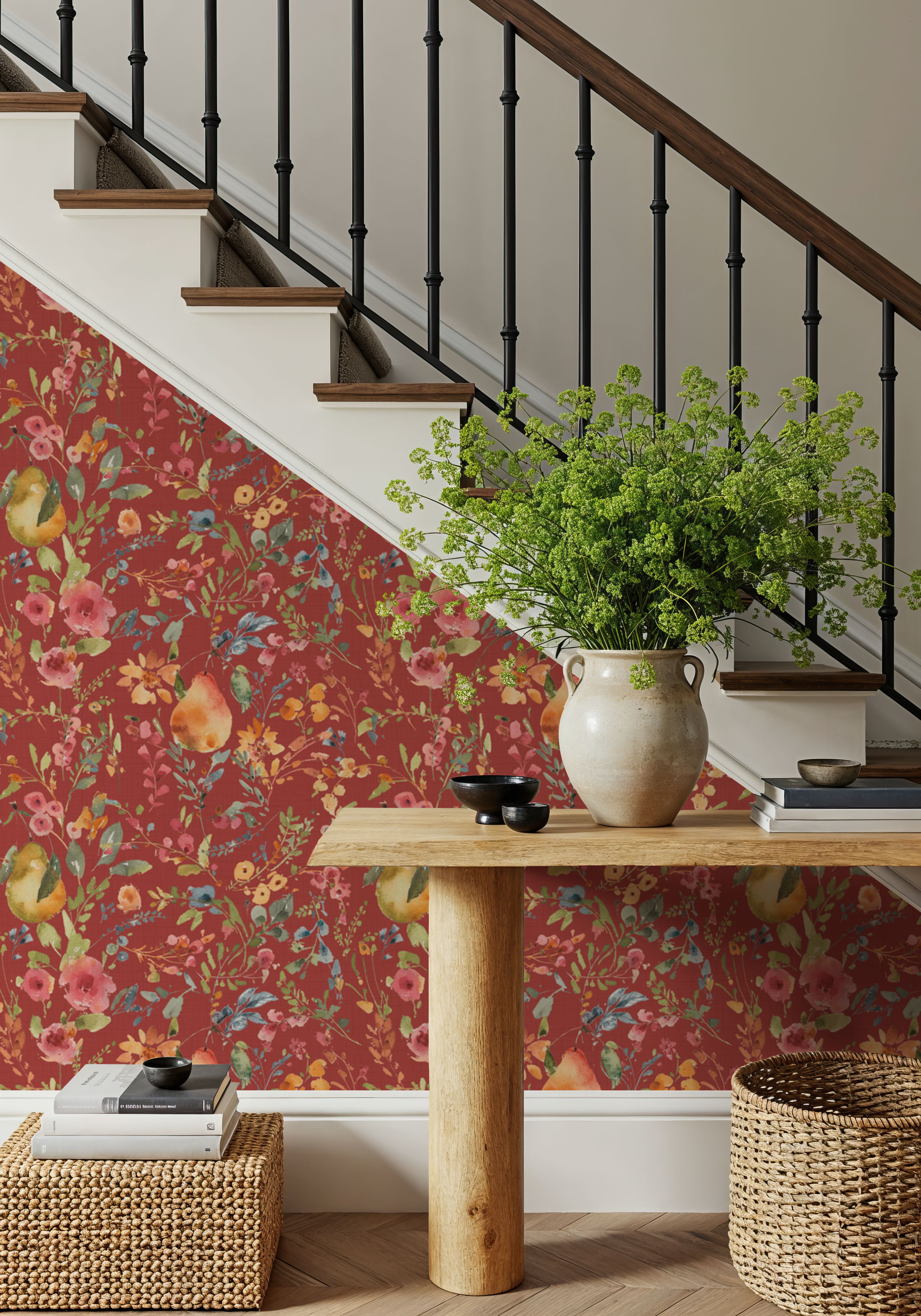 Time to Share Flowers and Pears Red, Tapeten