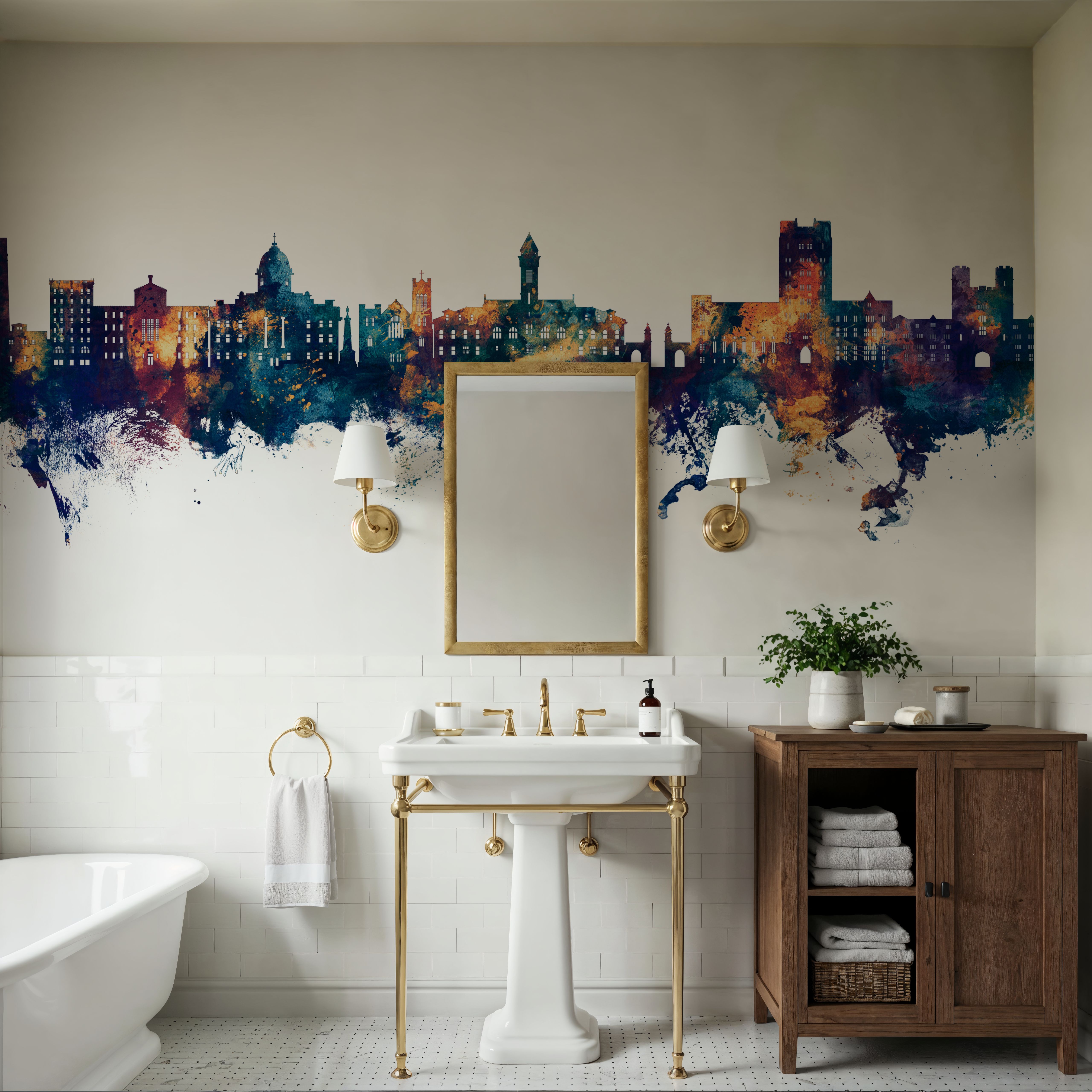 Bloomington Indiana Skyline Blue & Bronze