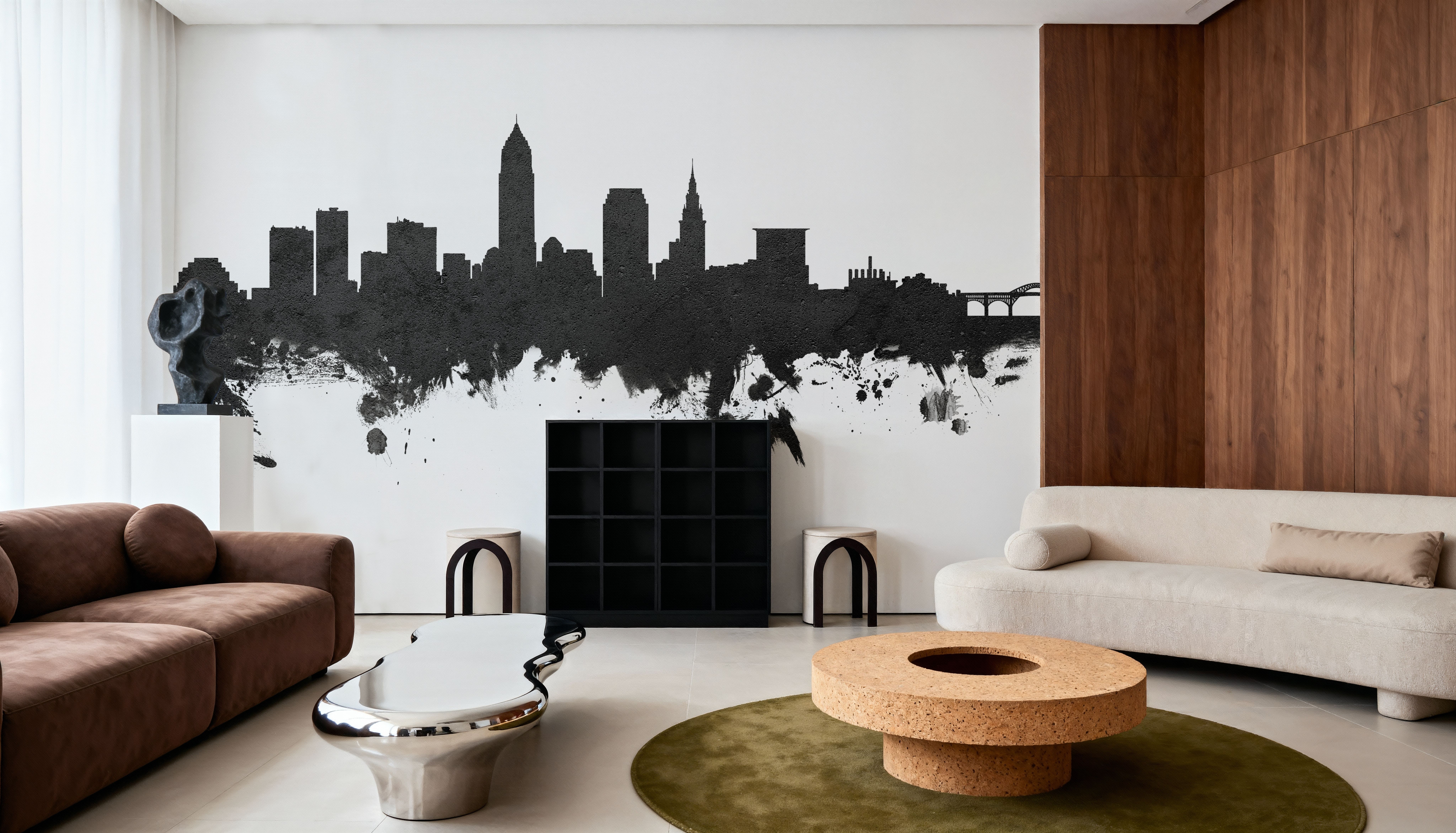 Cleveland Ohio Skyline Black & White