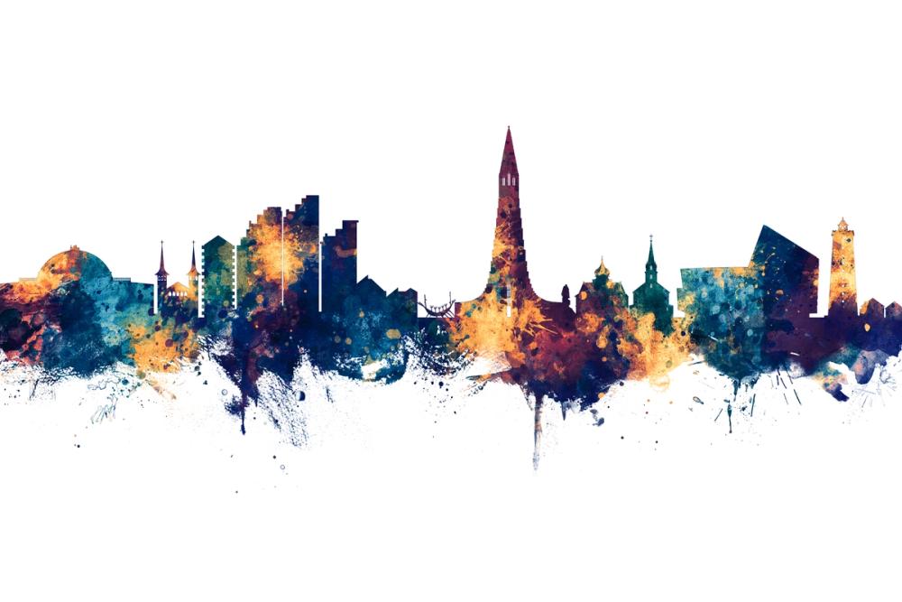 Reykjavík Skyline Blue & Bronze