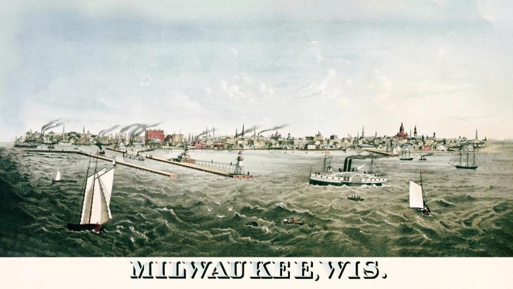 Old view of Milwaukee from Lake Michigan, 1874