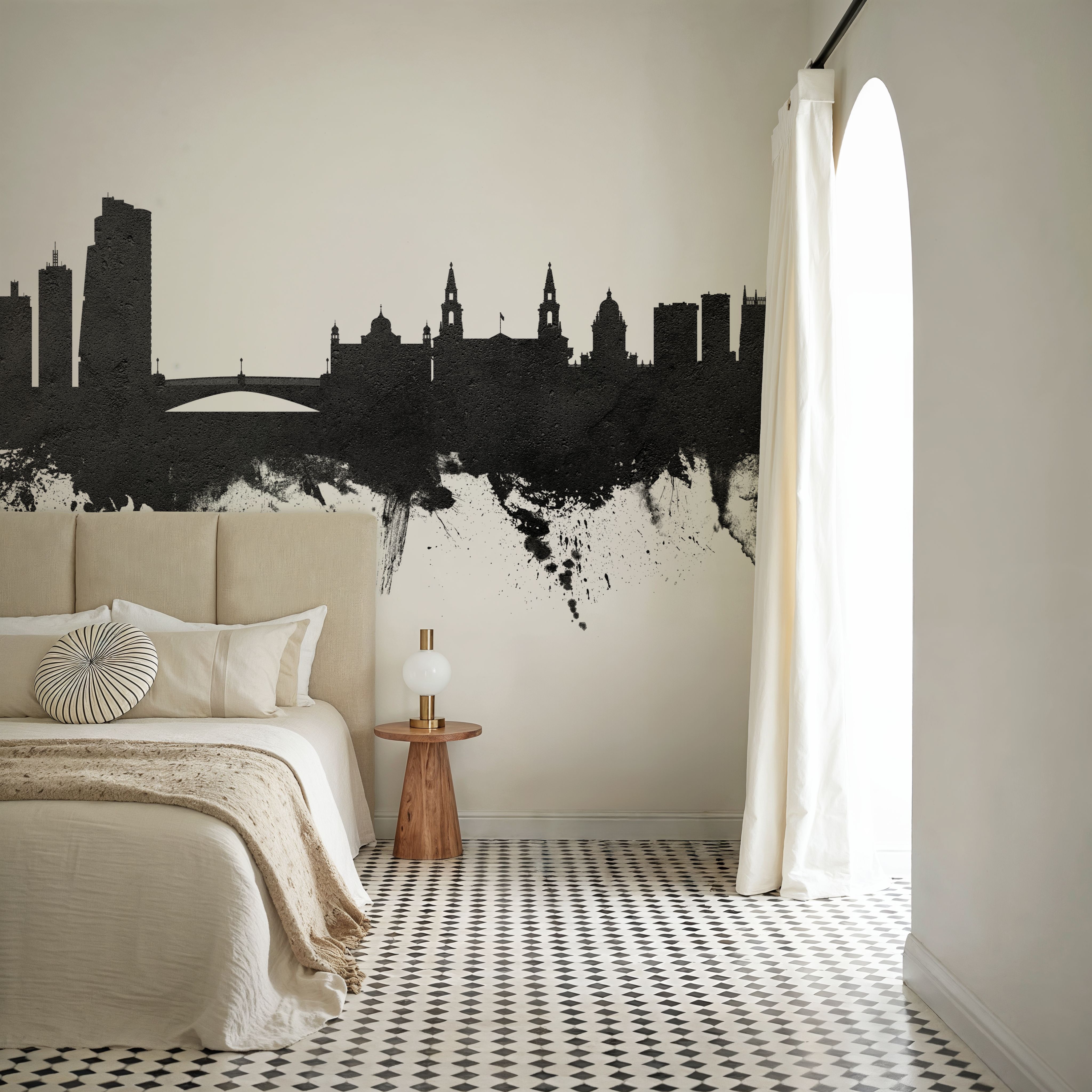 Leeds England Skyline Black & White