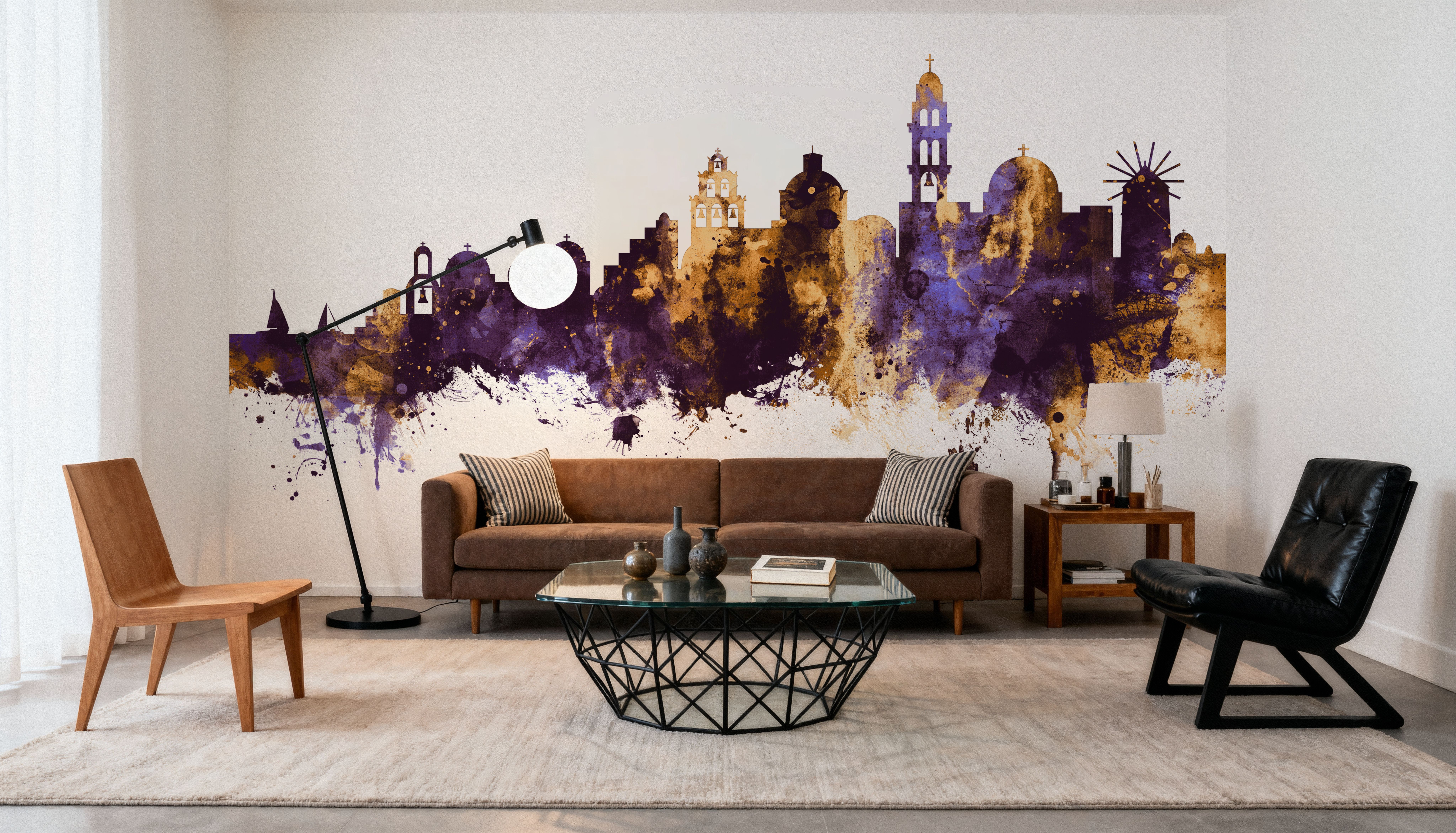 Santorini Skyline Purple & Gold