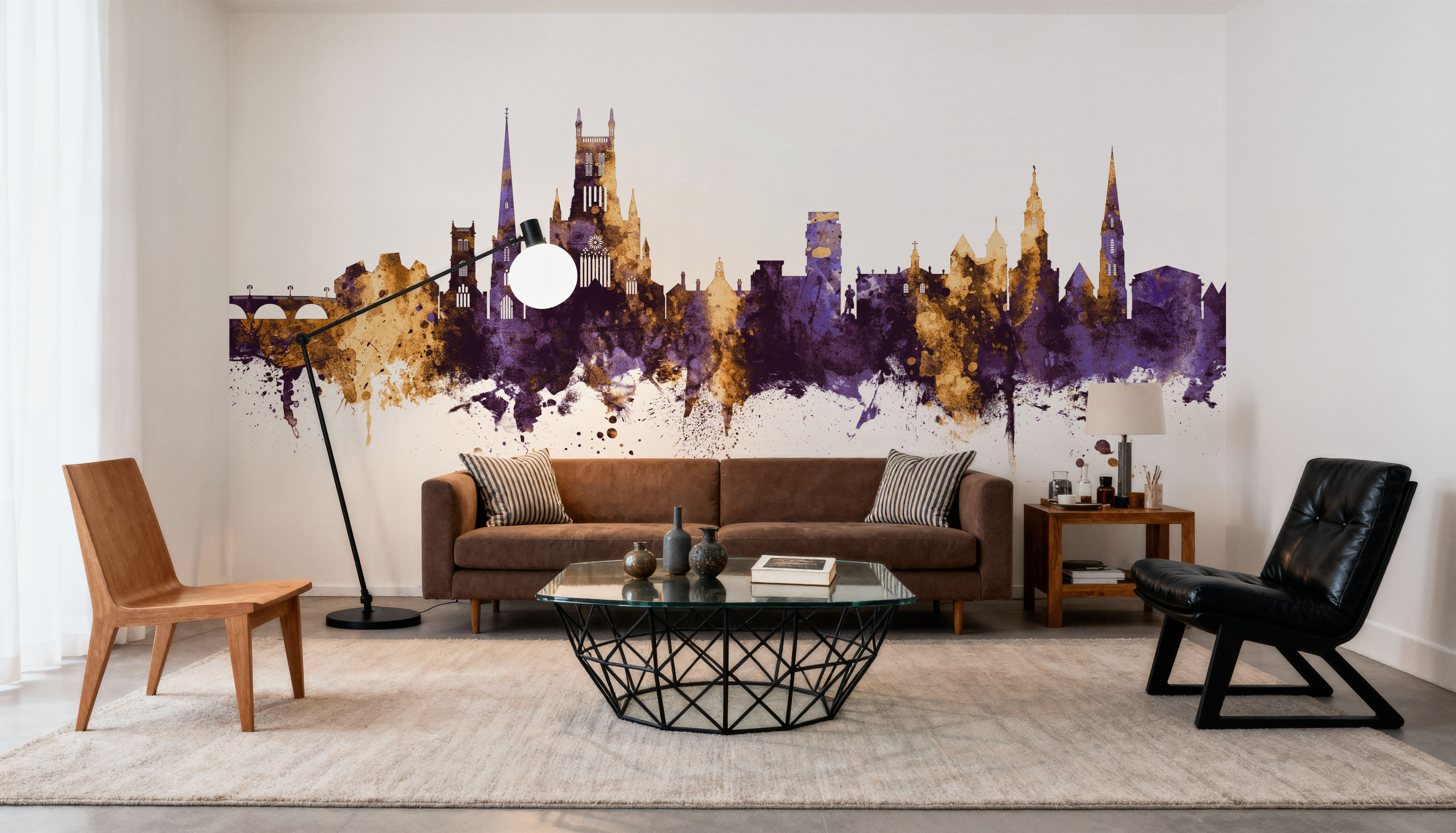 Worcester England Skyline Purple & Gold