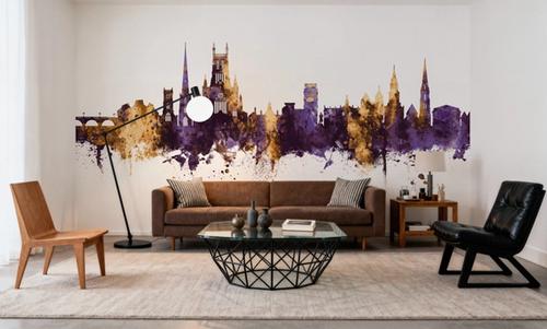 Worcester England Skyline Purple & Gold
