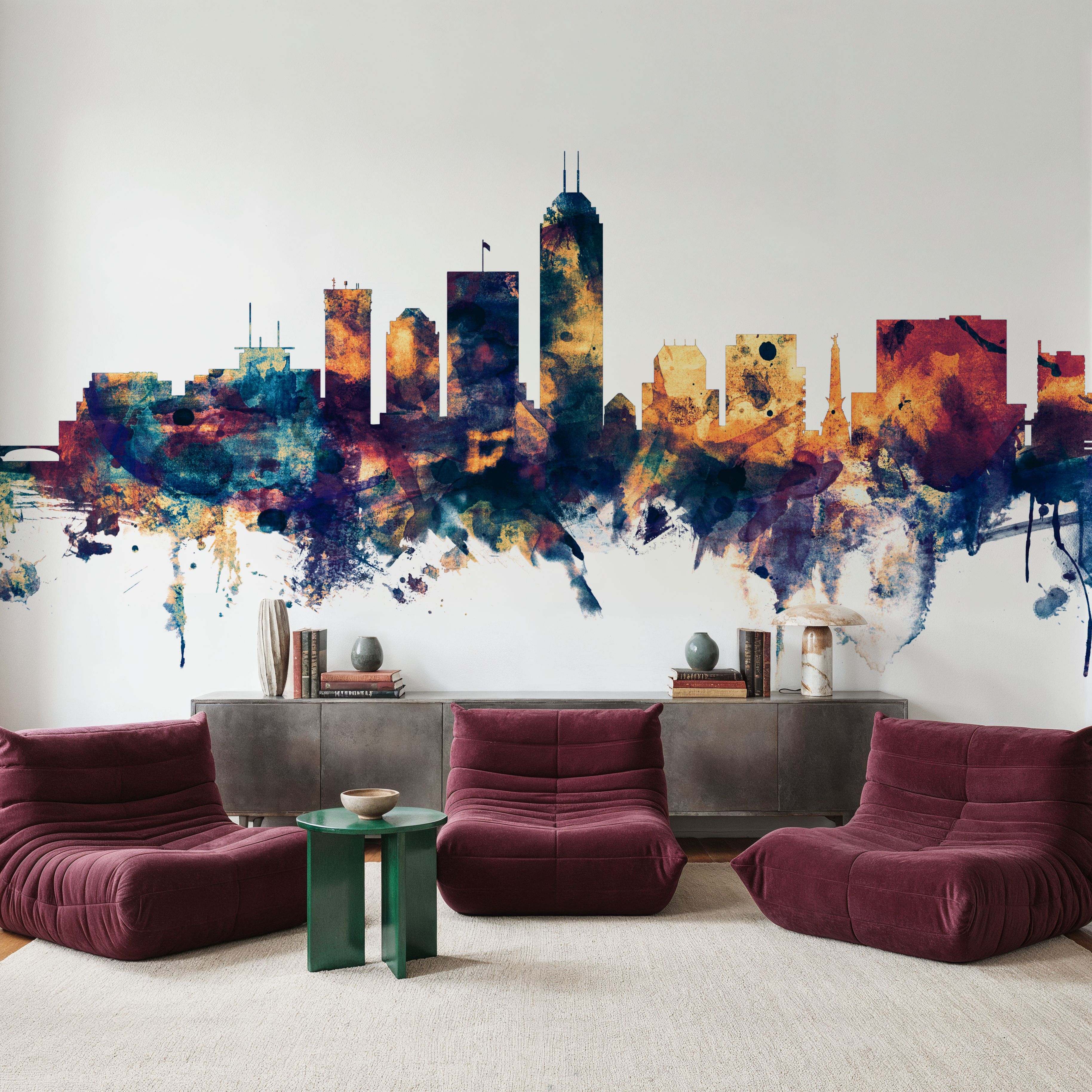 Indianapolis Indiana Skyline Blue & Bronze