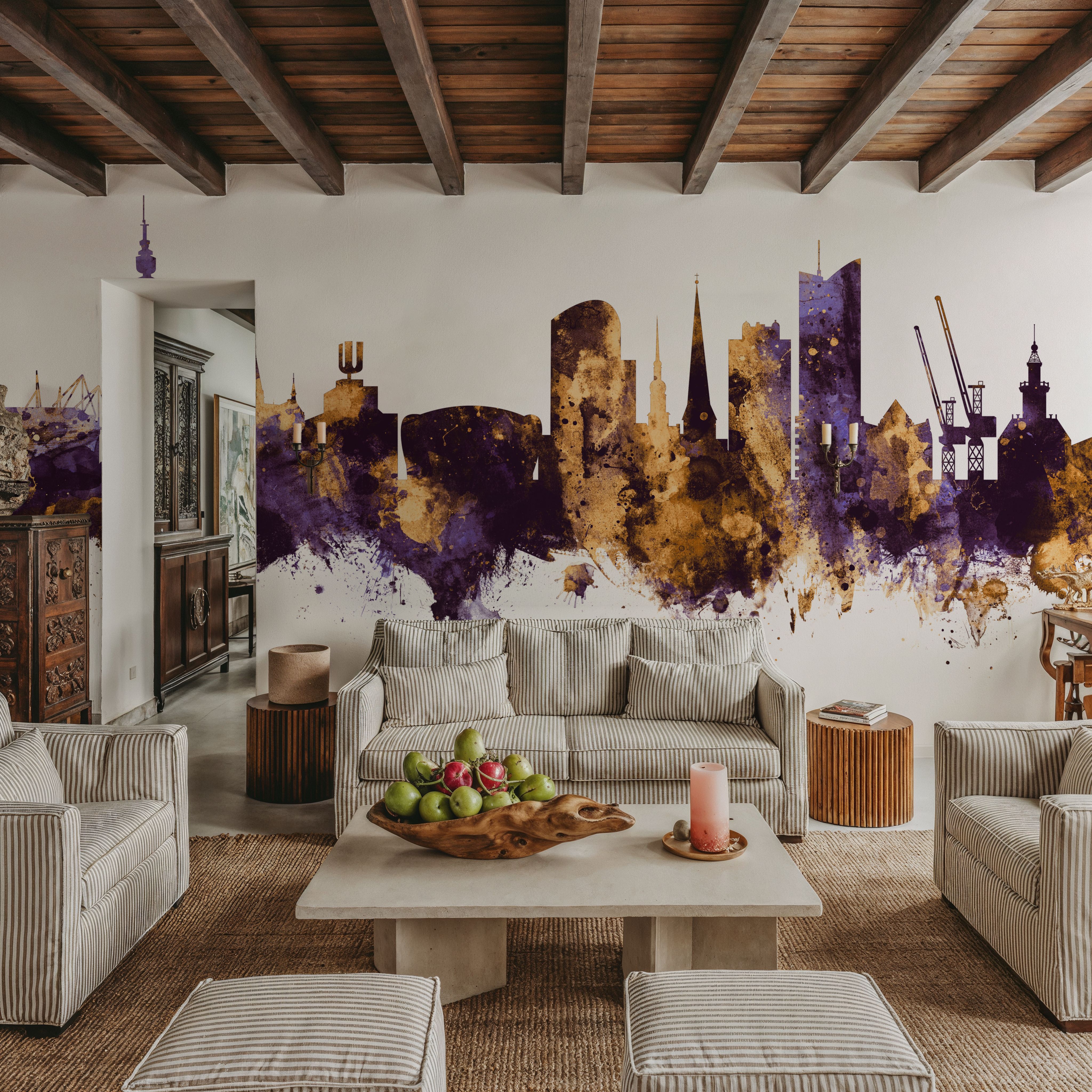 Dortmund Germany Skyline Purple & Gold