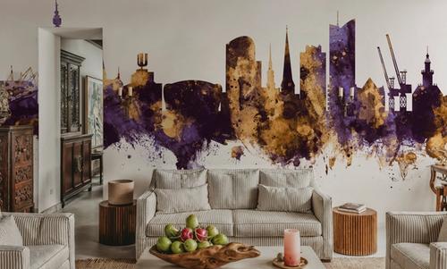 Dortmund Germany Skyline Purple & Gold