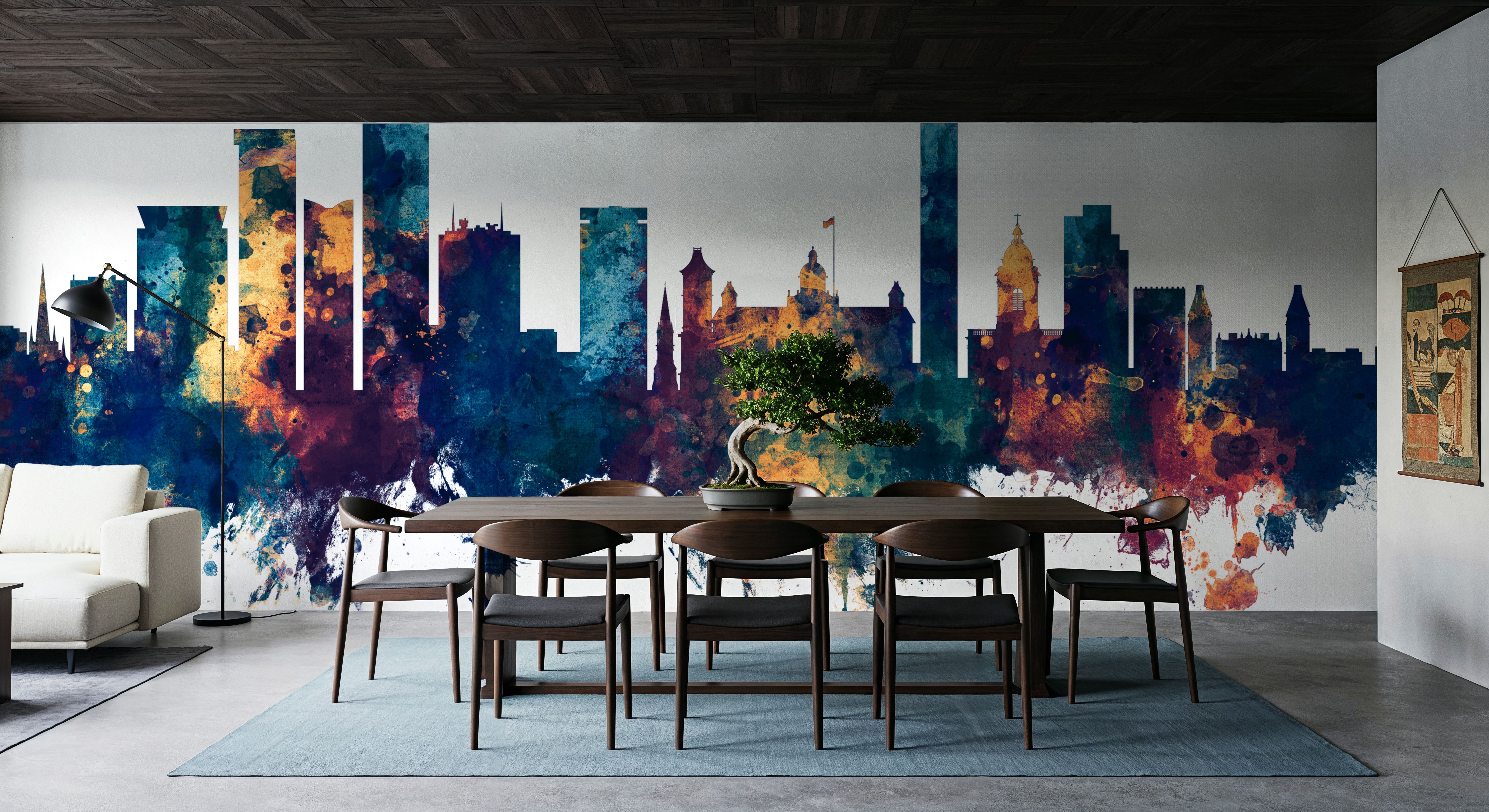 Birmingham England Skyline Blue & Bronze