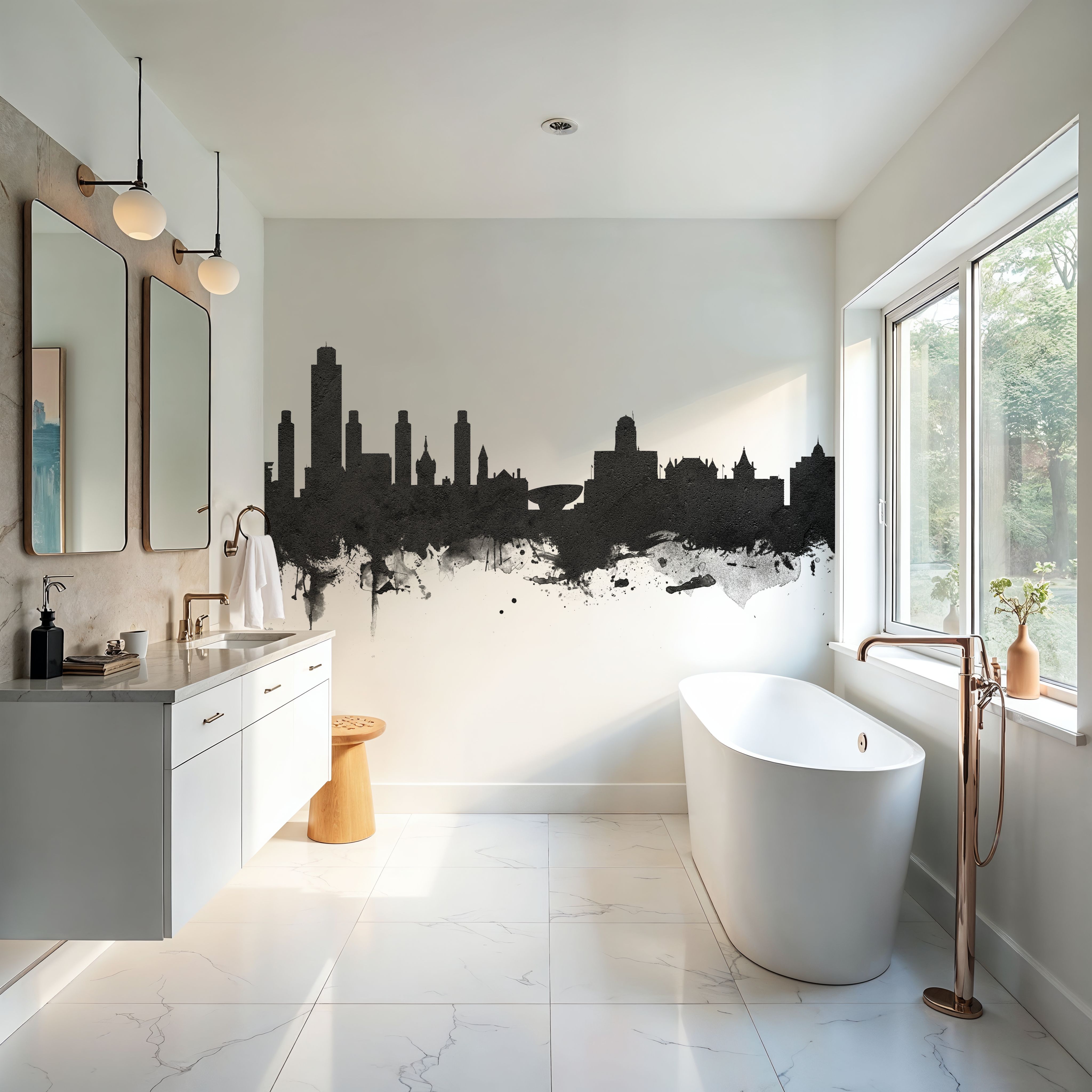 Albany New York Skyline Black & White