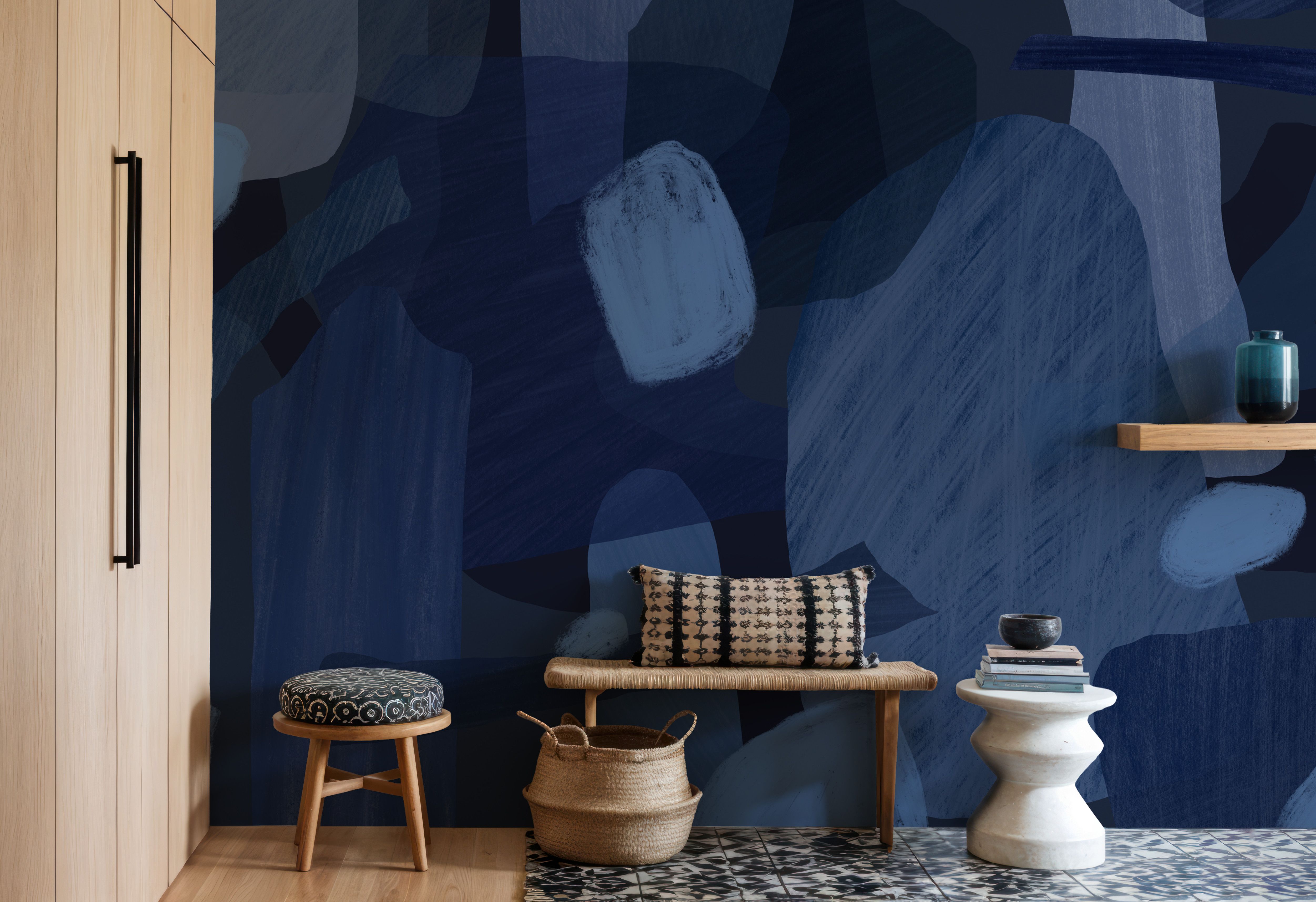 Shape Shifter, Misty Indigo, Papier peint