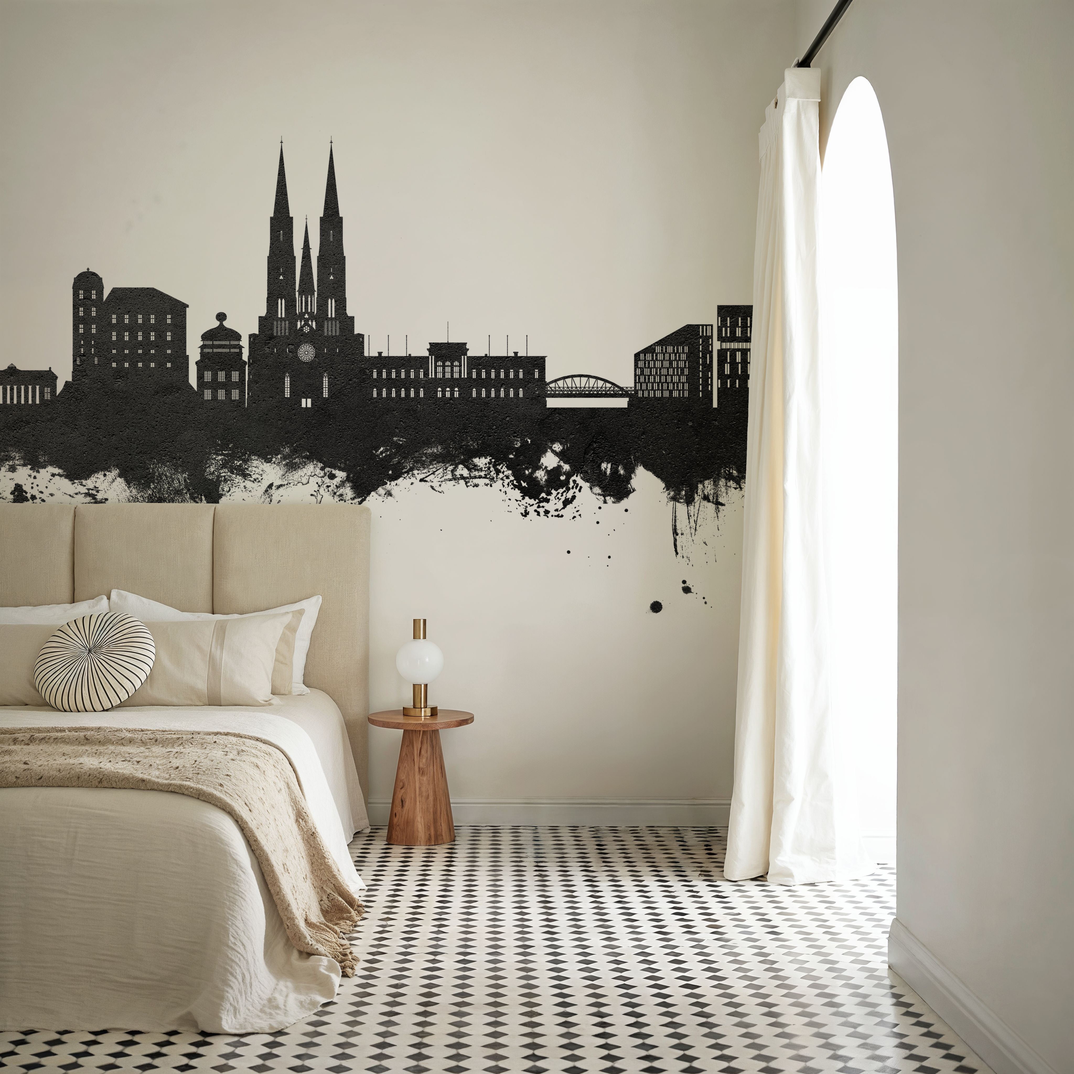 Uppsala Skyline Black & White