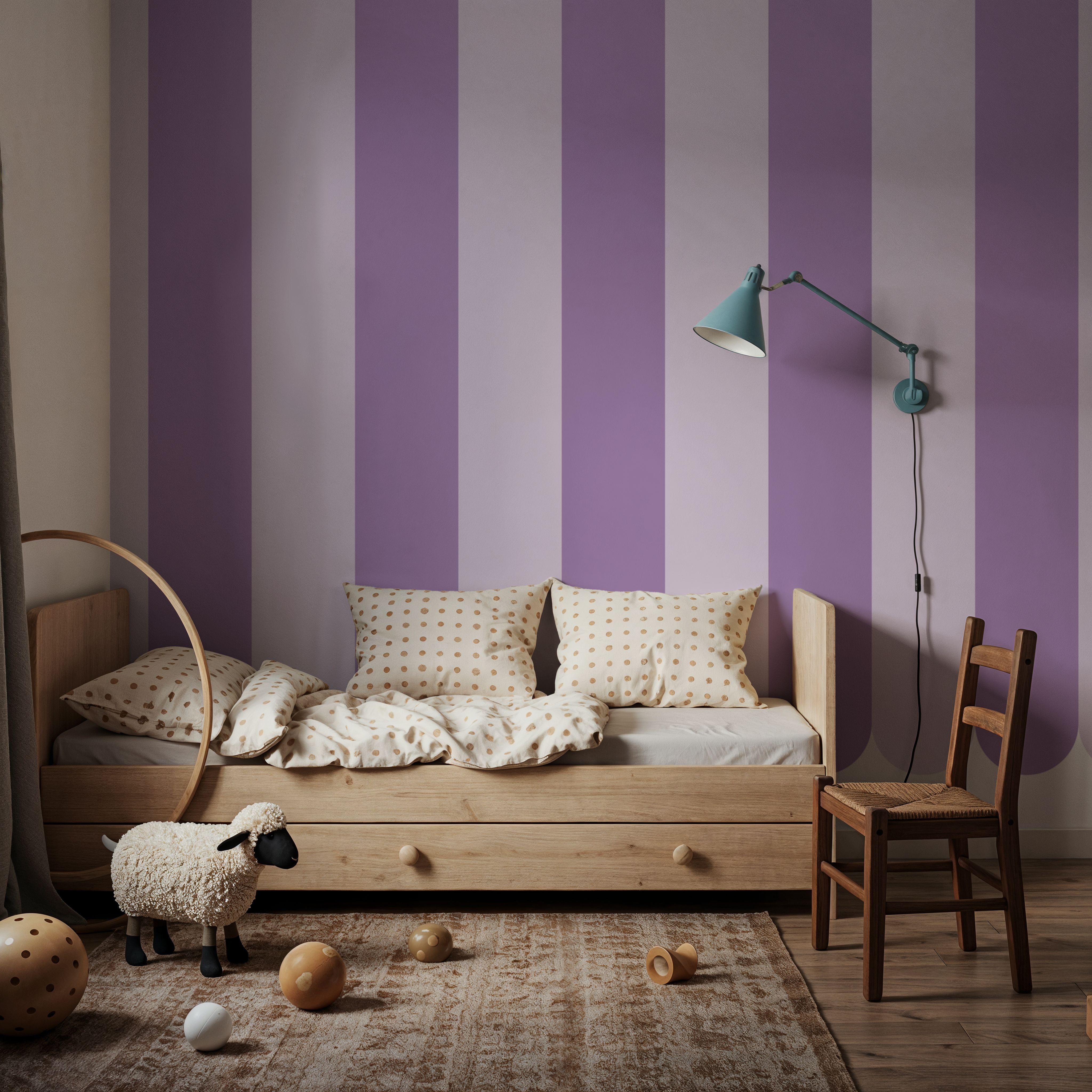 Scalloped Circus Stripes, Purple on Purple