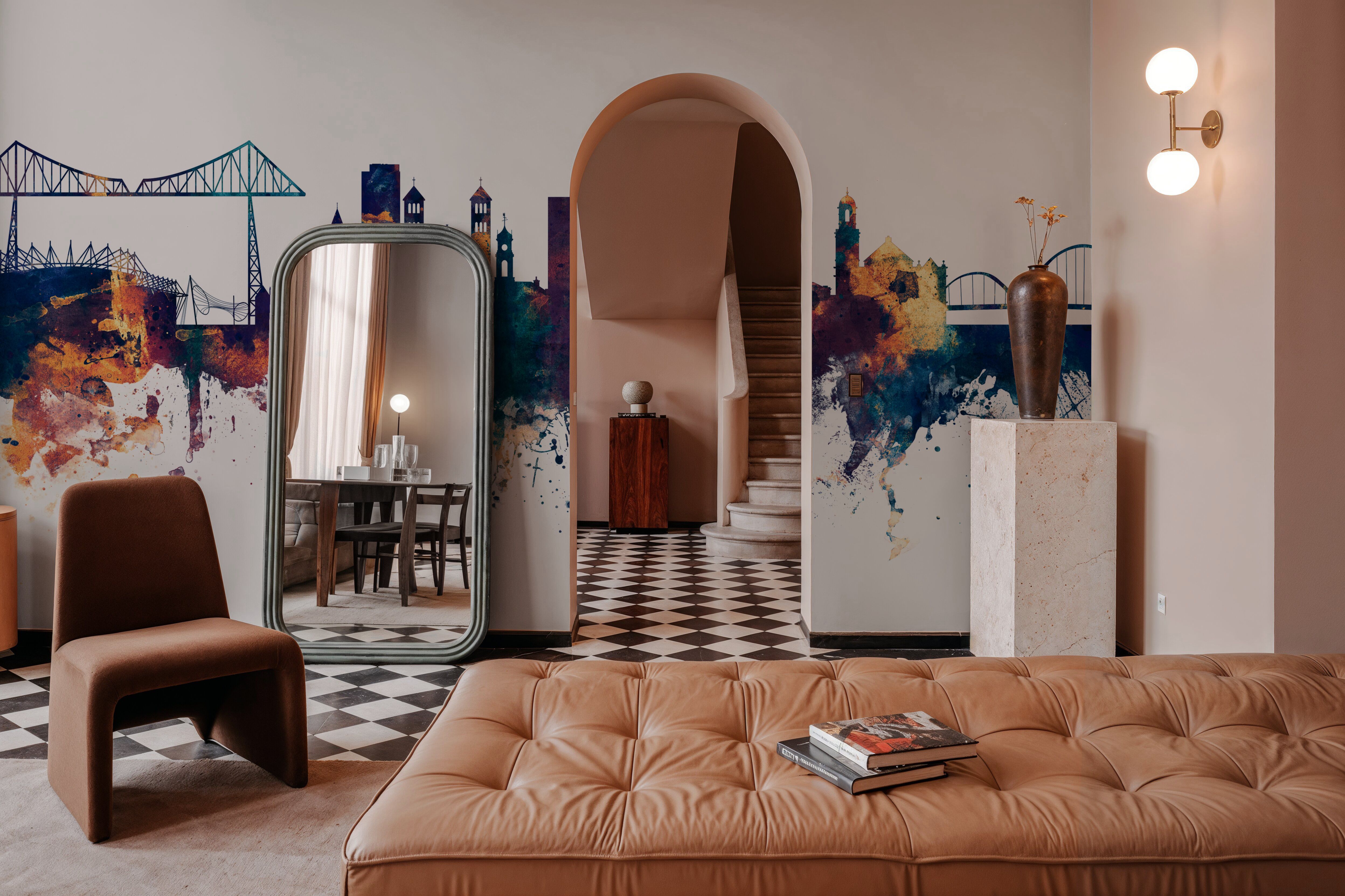 Middlesbrough England Skyline Blue & Bronze, Wallpaper