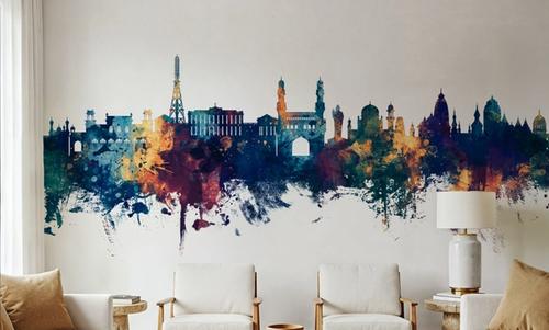 Hyderabad Skyline Blue & Bronze