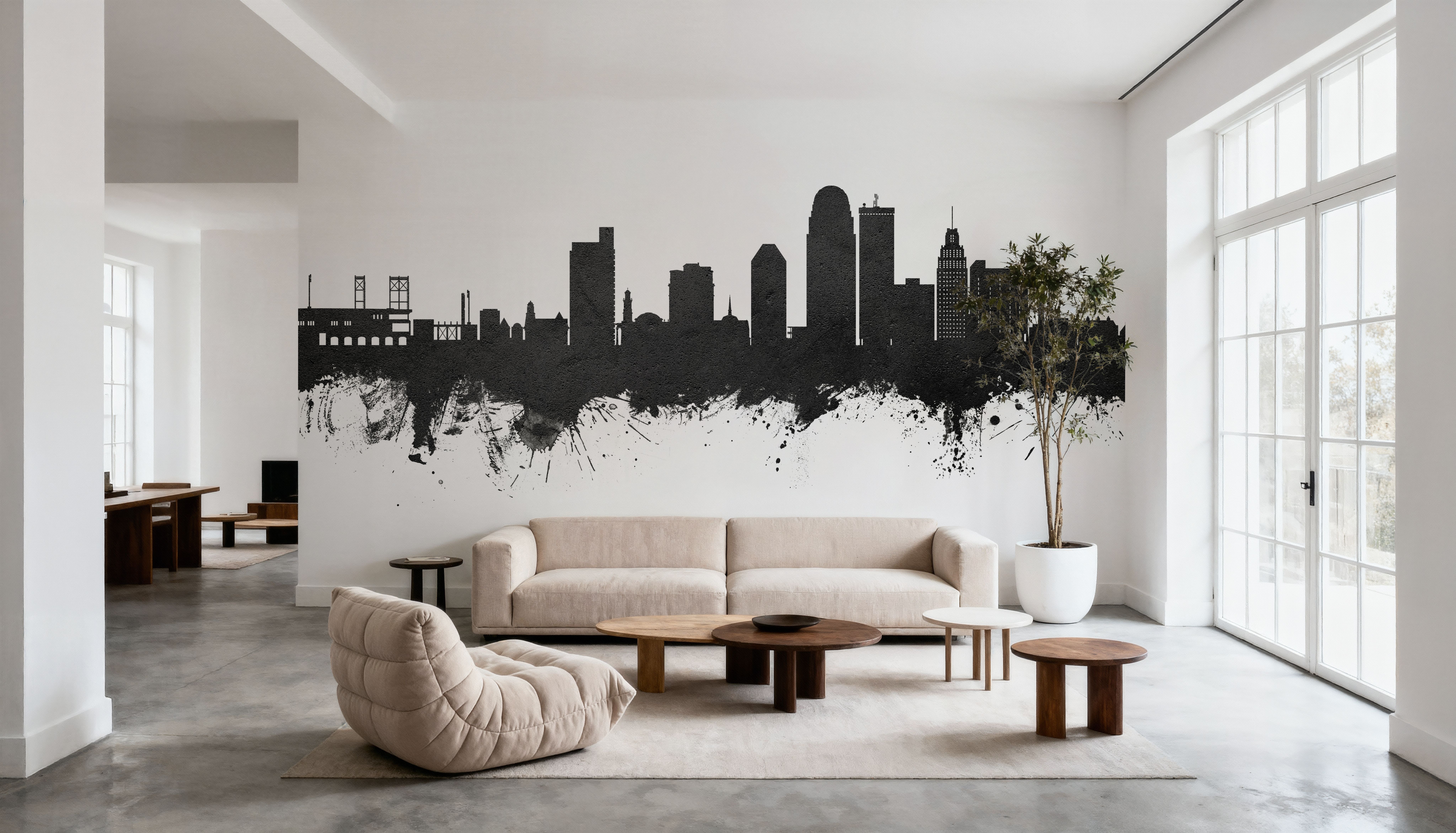 Winston-Salem North Carolina Skyline Black & White