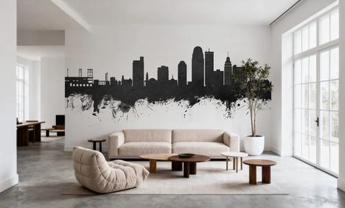 Winston-Salem North Carolina Skyline Black & White