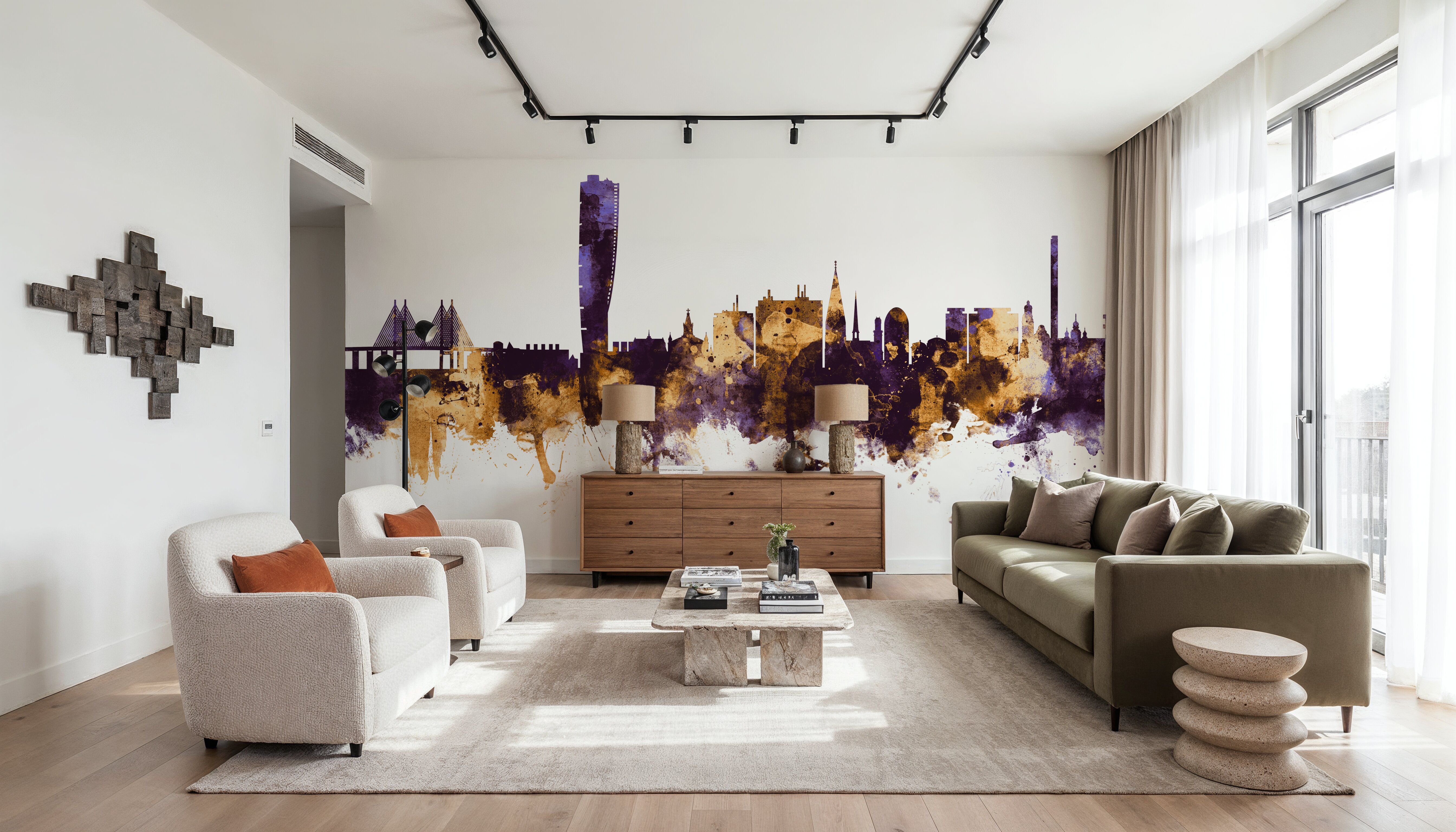 Malmö Sweden Skyline Purple & Gold