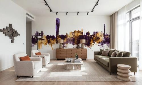 Malmö Sweden Skyline Purple & Gold