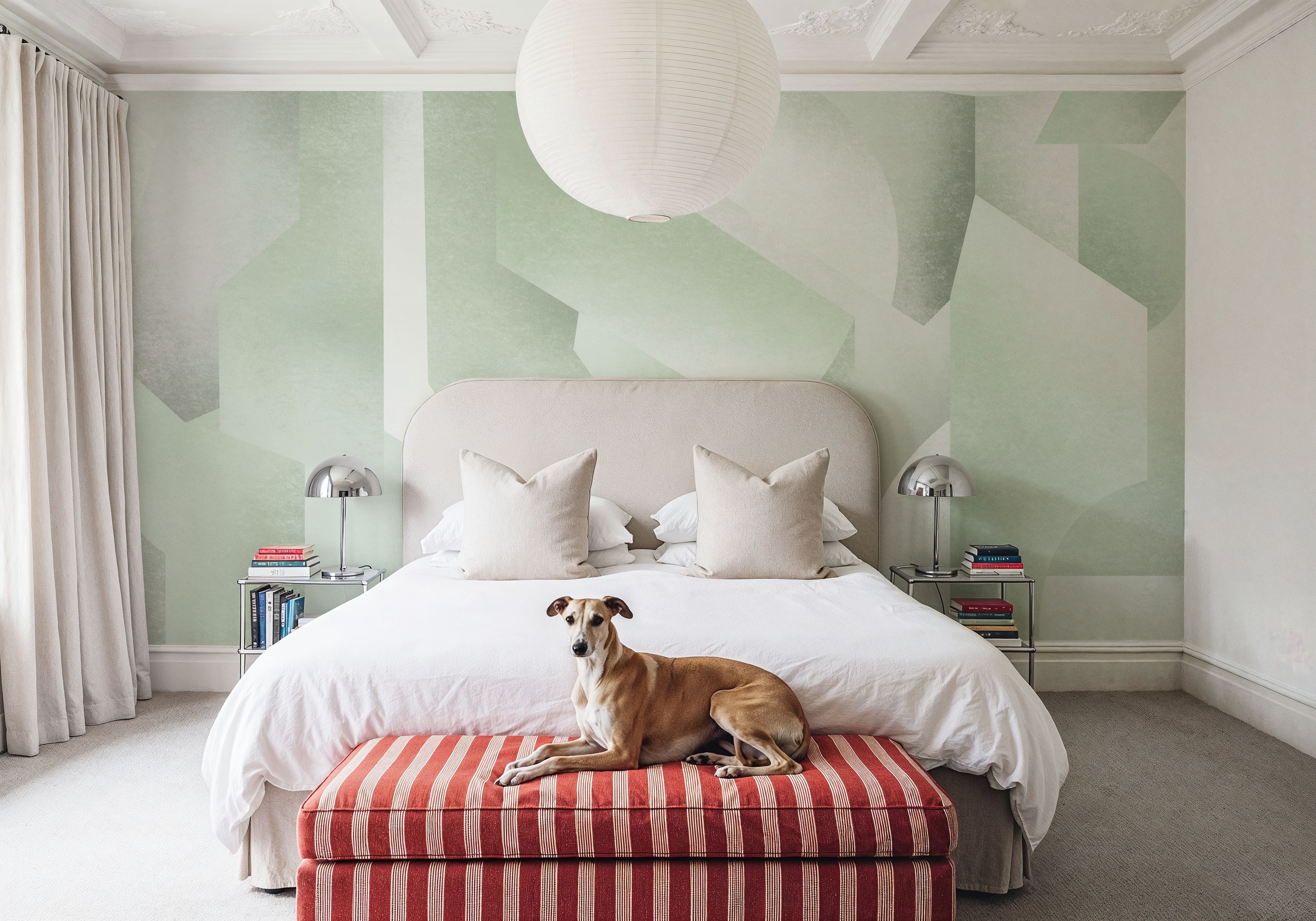 Chalky Geometrica, Laurel Green, Wallpaper