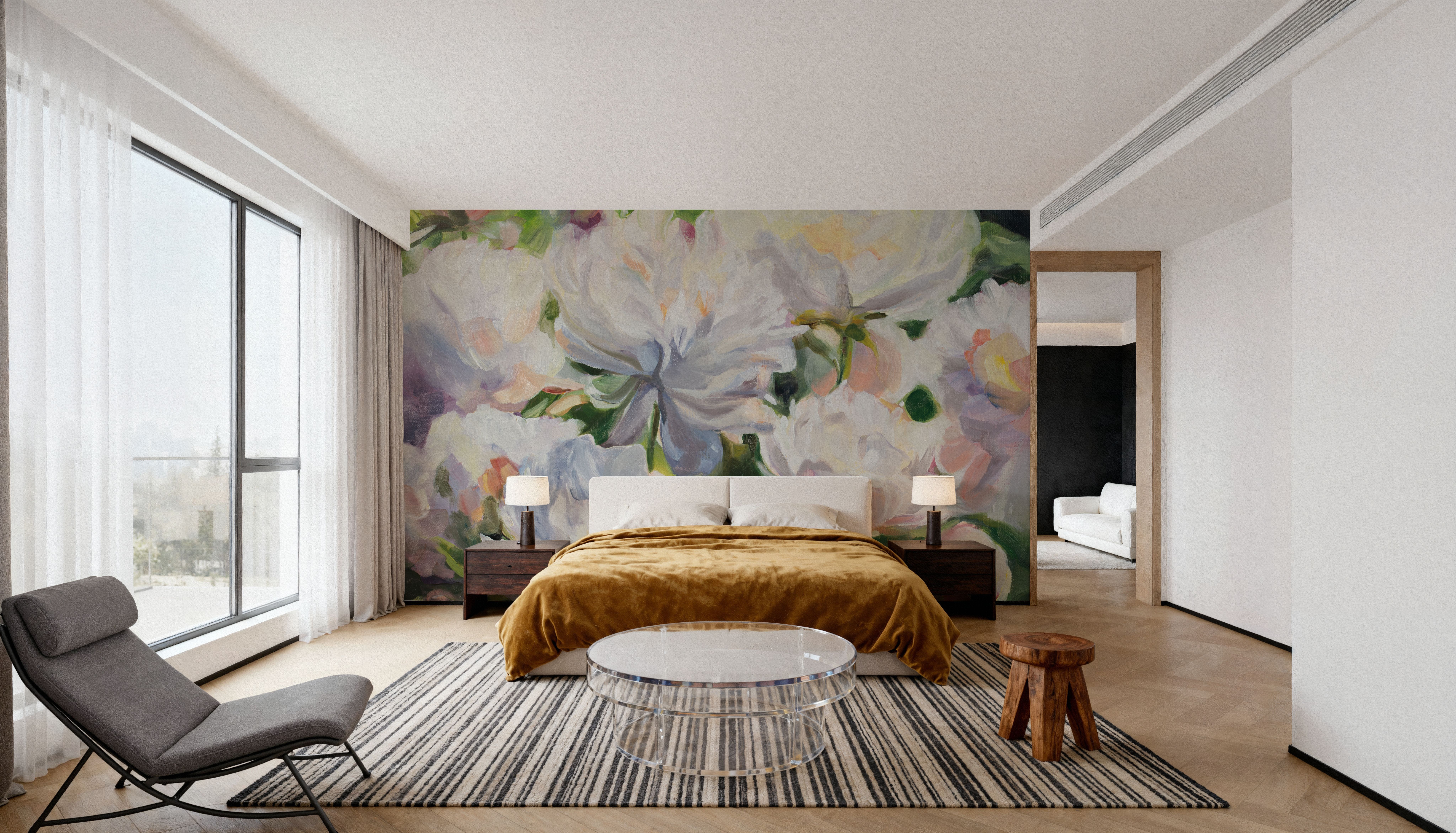 White Impressionistic Peonies