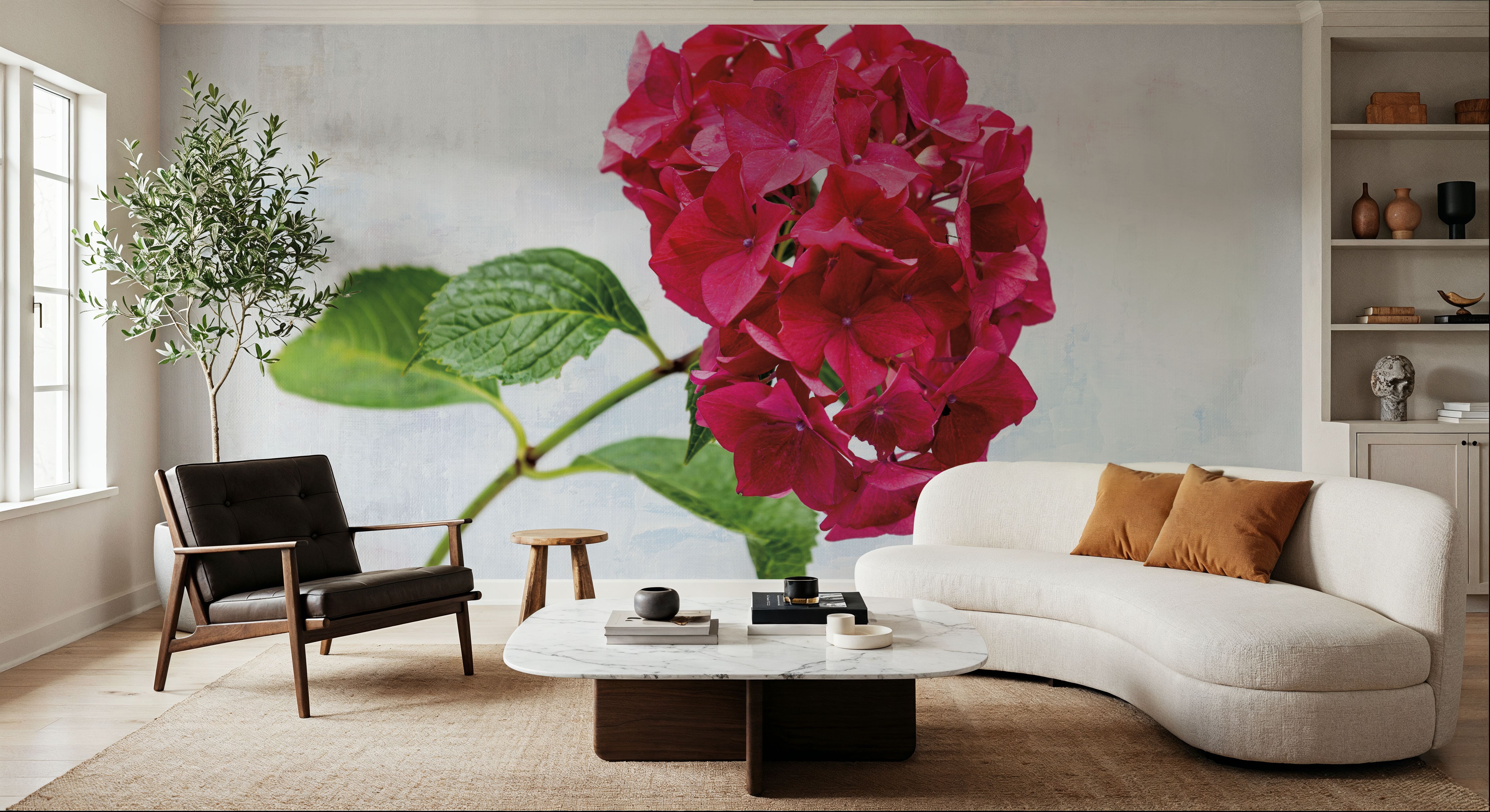 Bright Red Hydrangea, Papier peint