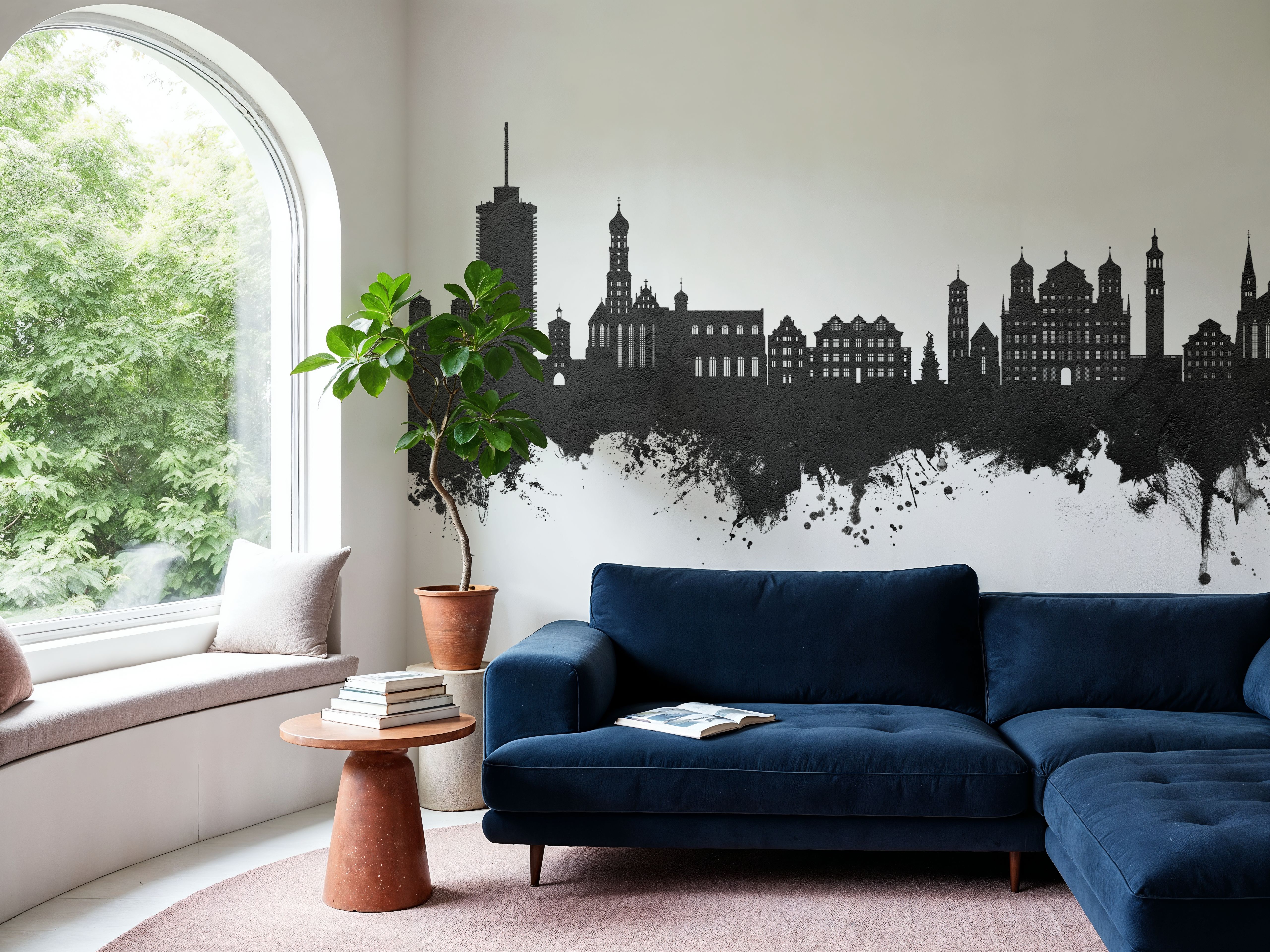 Augsburg Germany Skyline Black & White