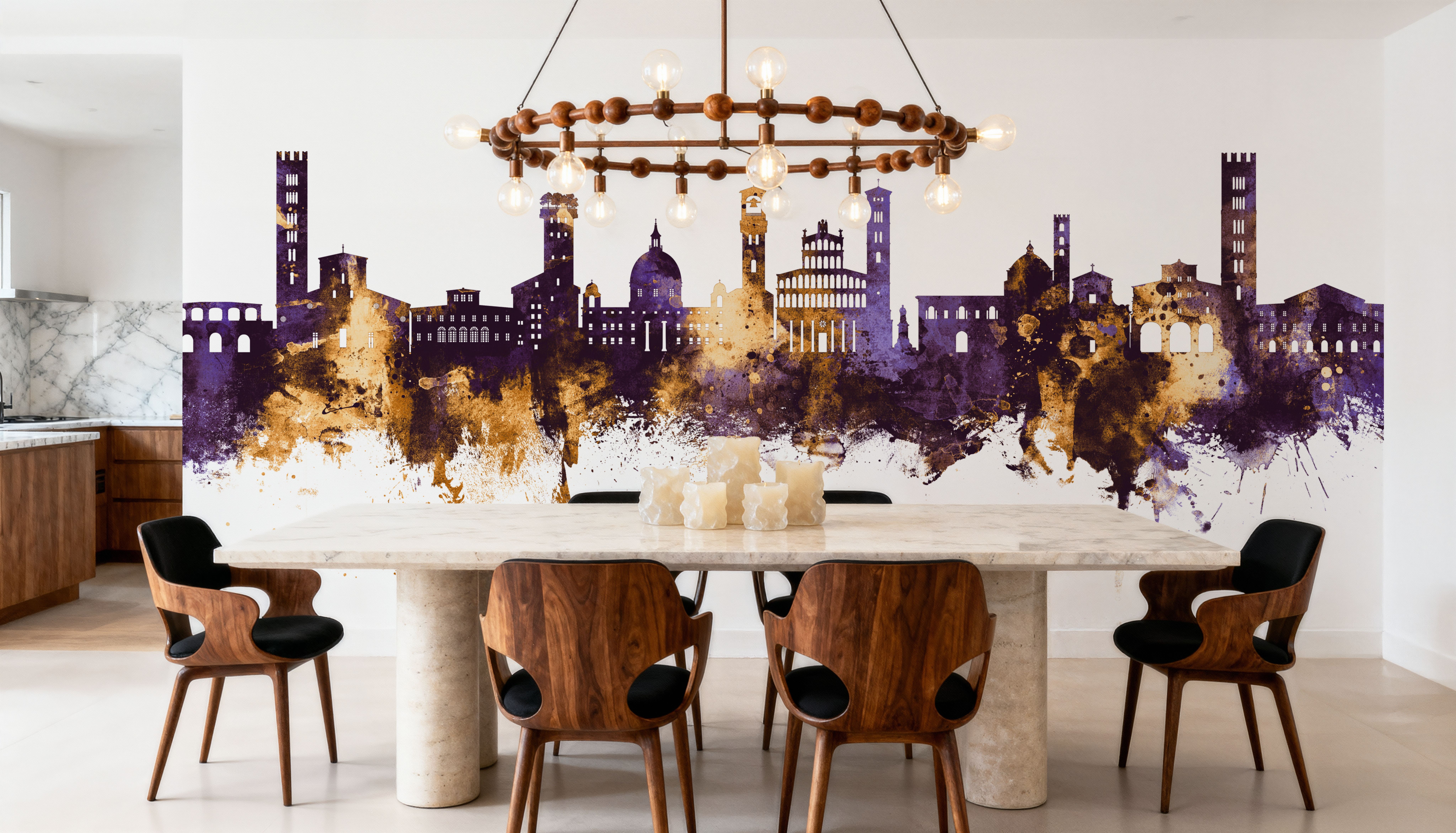 Lucca Italy Skyline Purple & Gold