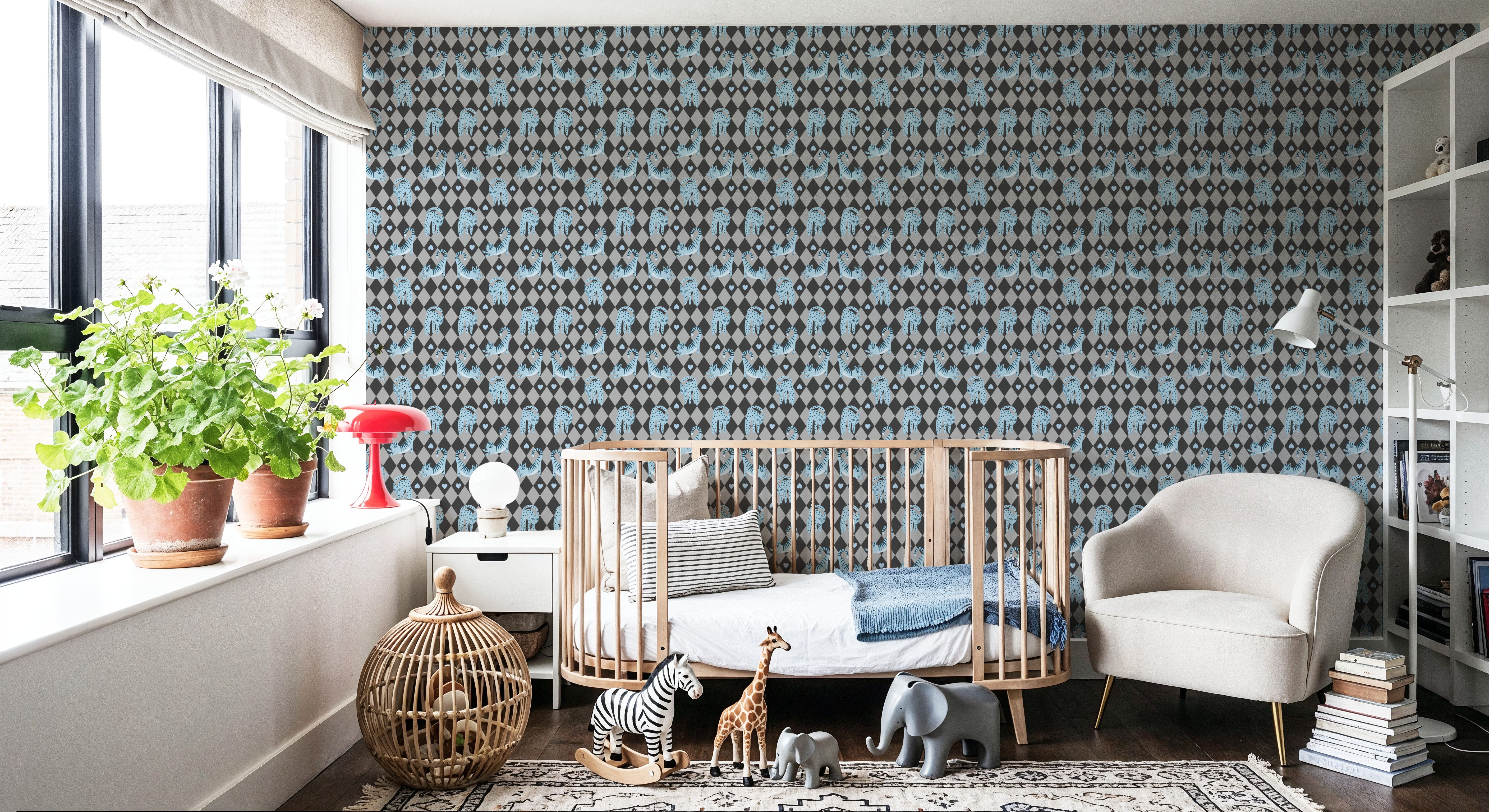 Harlequin Kittens, Baby Blue, Wallpaper