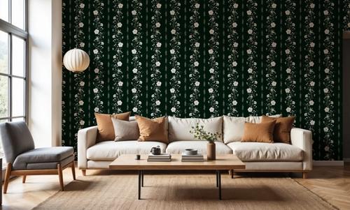 Trailing Flower Stripe, Dark Green