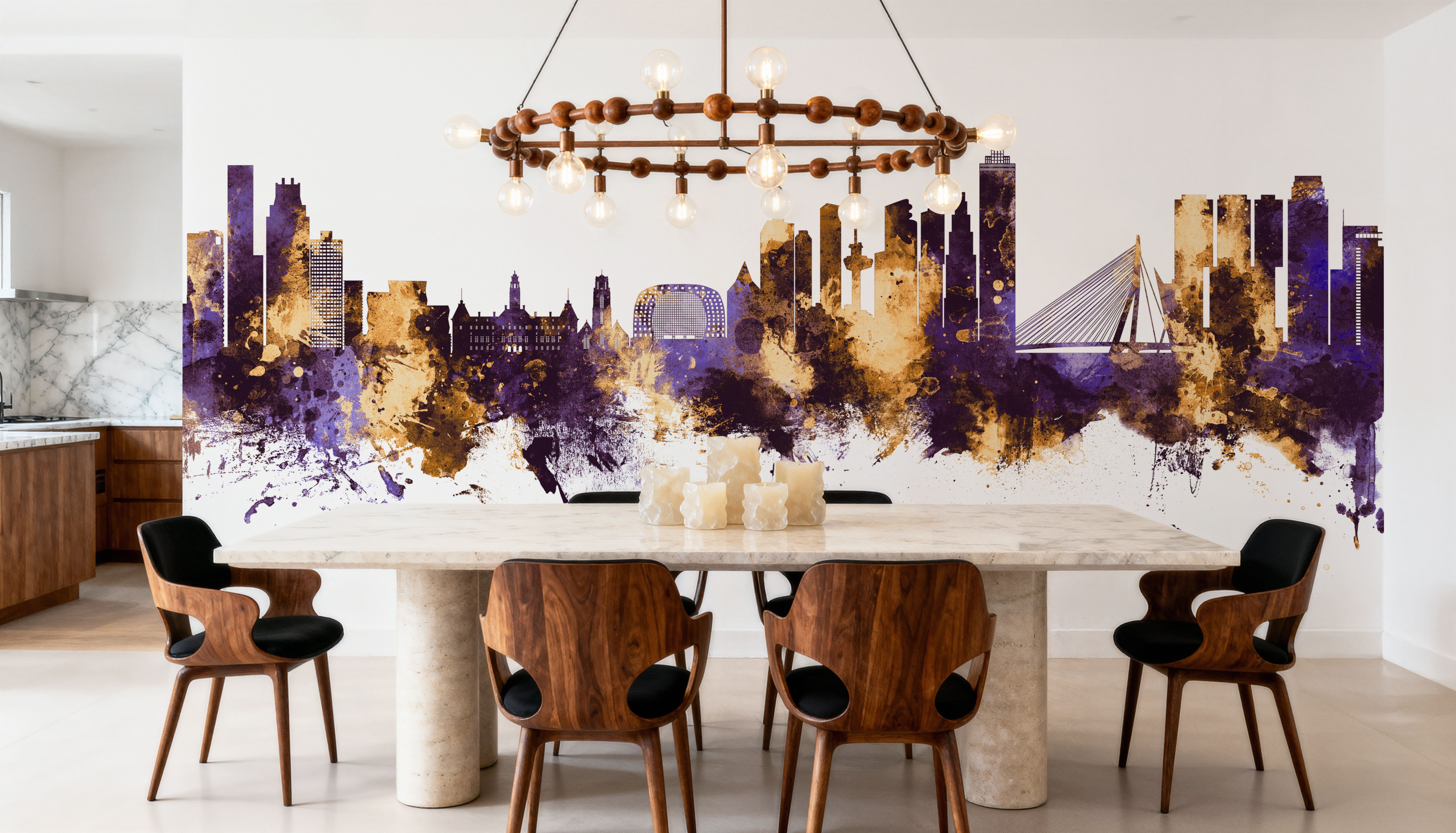 Rotterdam The Netherands Skyline Purple & Gold