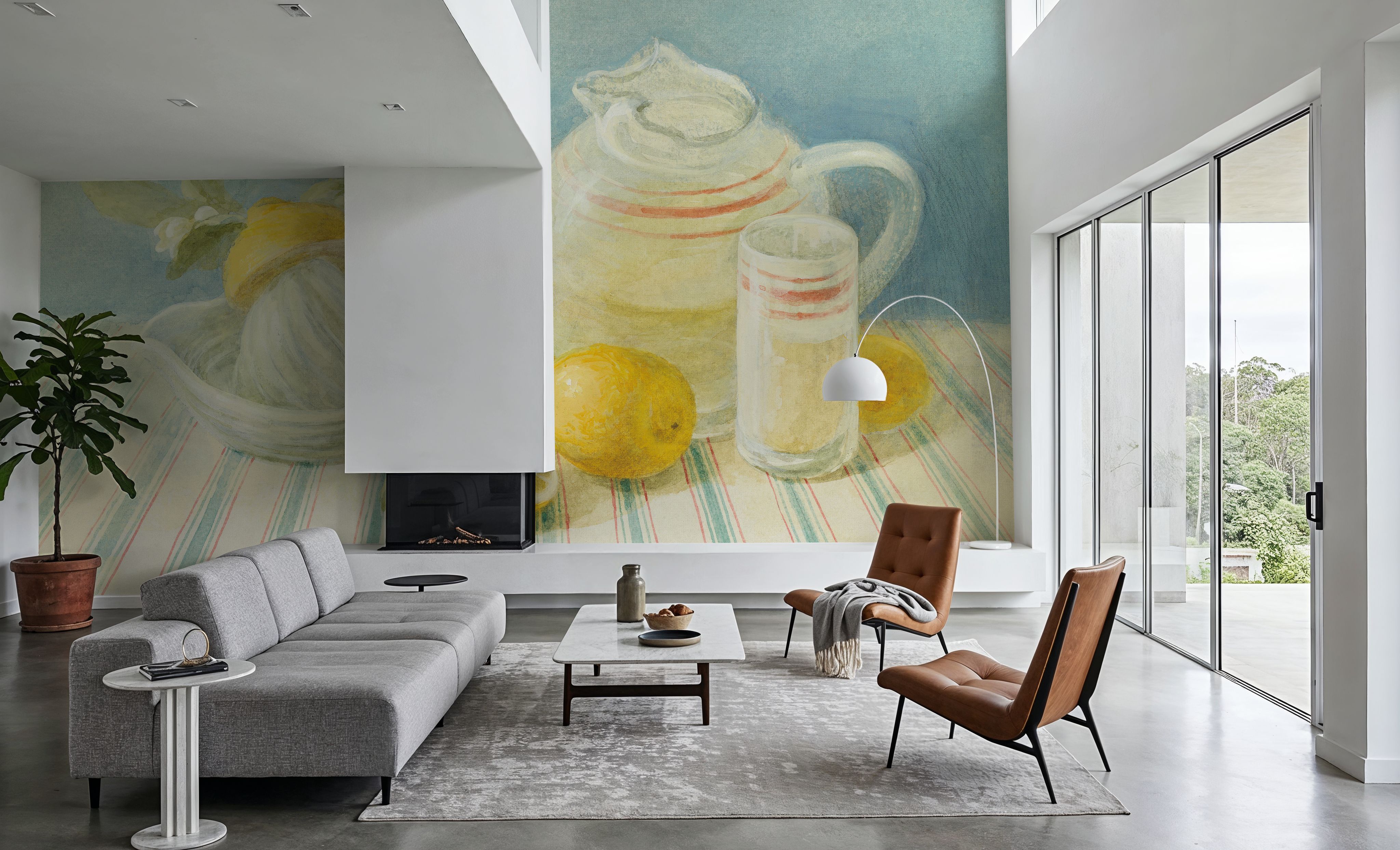 Wall Mural - Handmade Lemonade - Floral Nature mural wallpaper - Yellow - Dining Room - Wallism UK - Premium, Textured or Peel & Stick