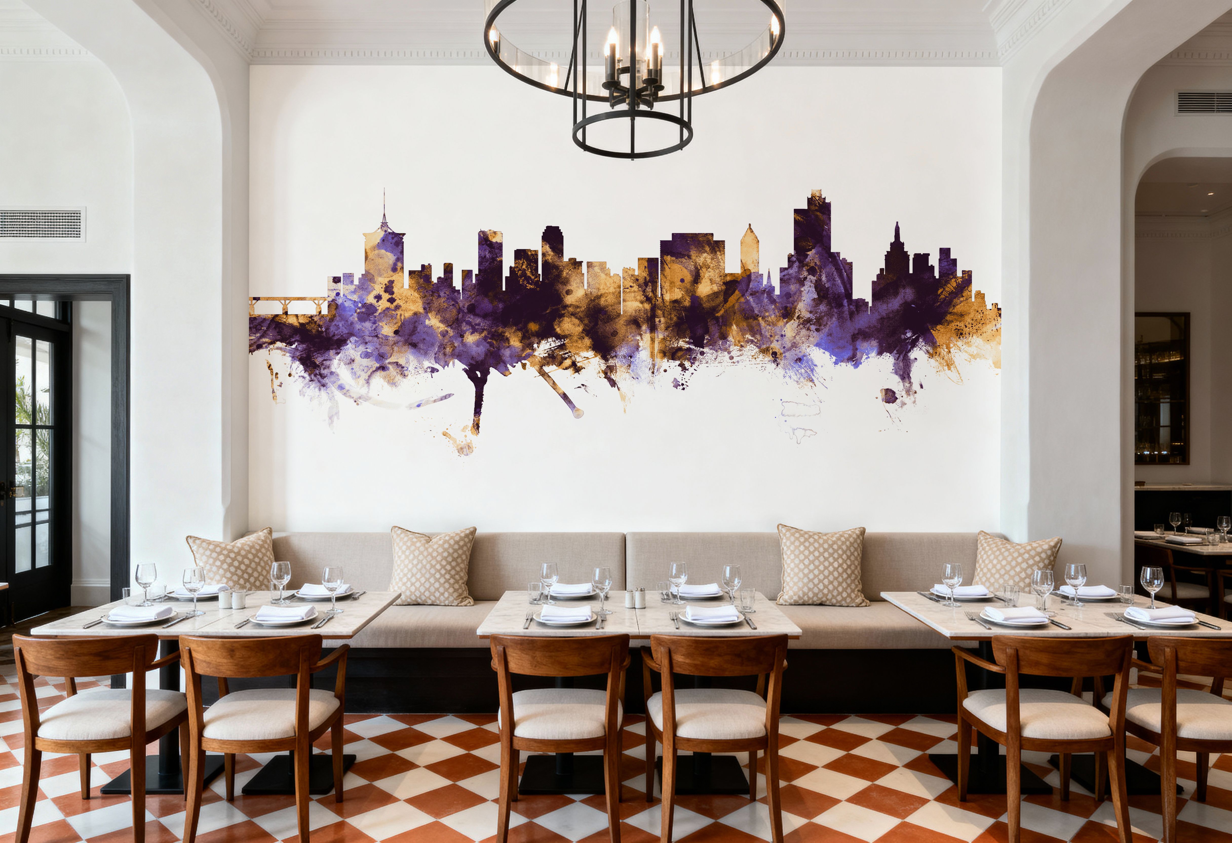 Tulsa Oklahoma Skyline Purple & Gold, Wallpaper