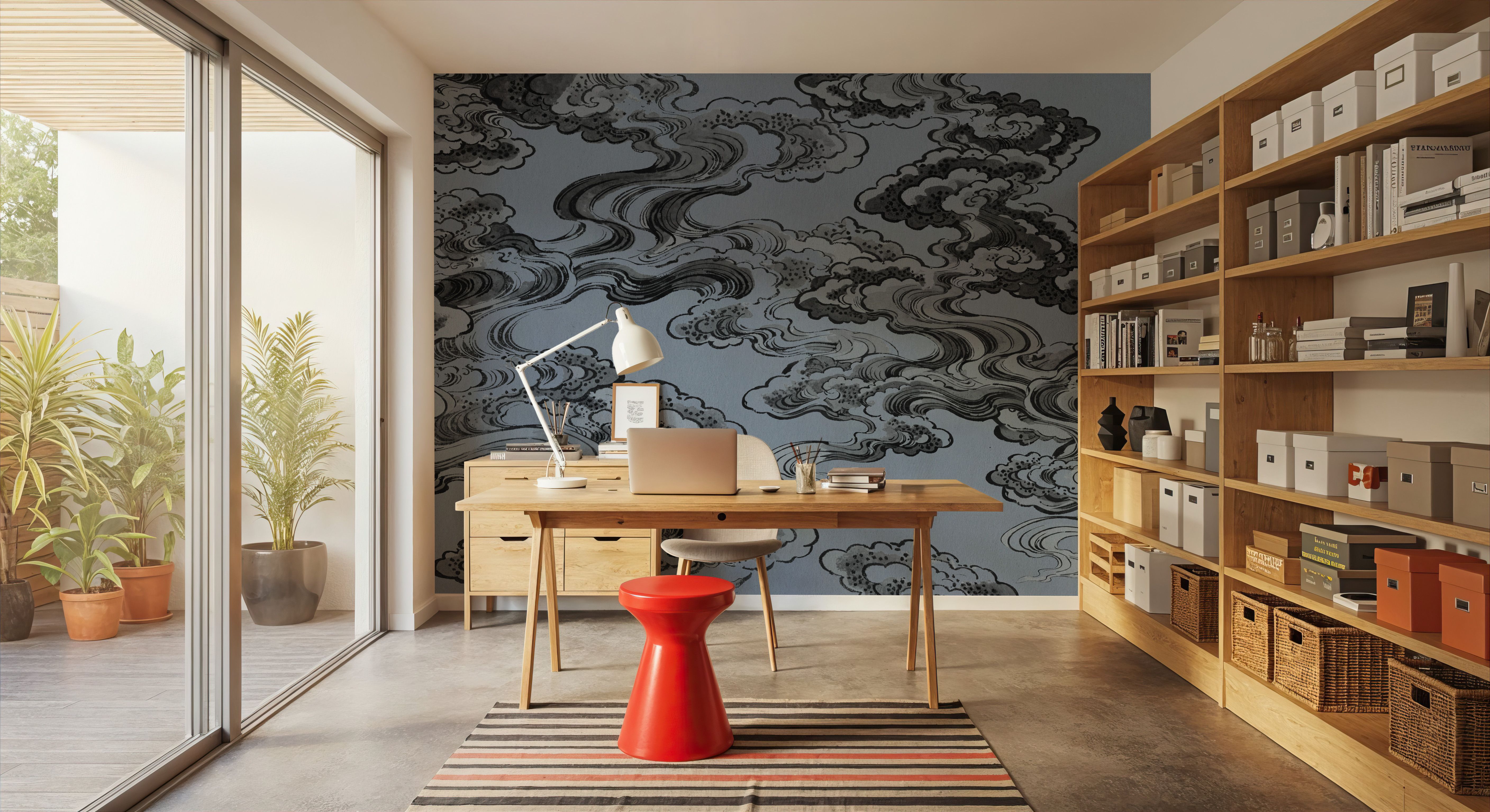 Ukiyo-e Clouds, Denim Blue