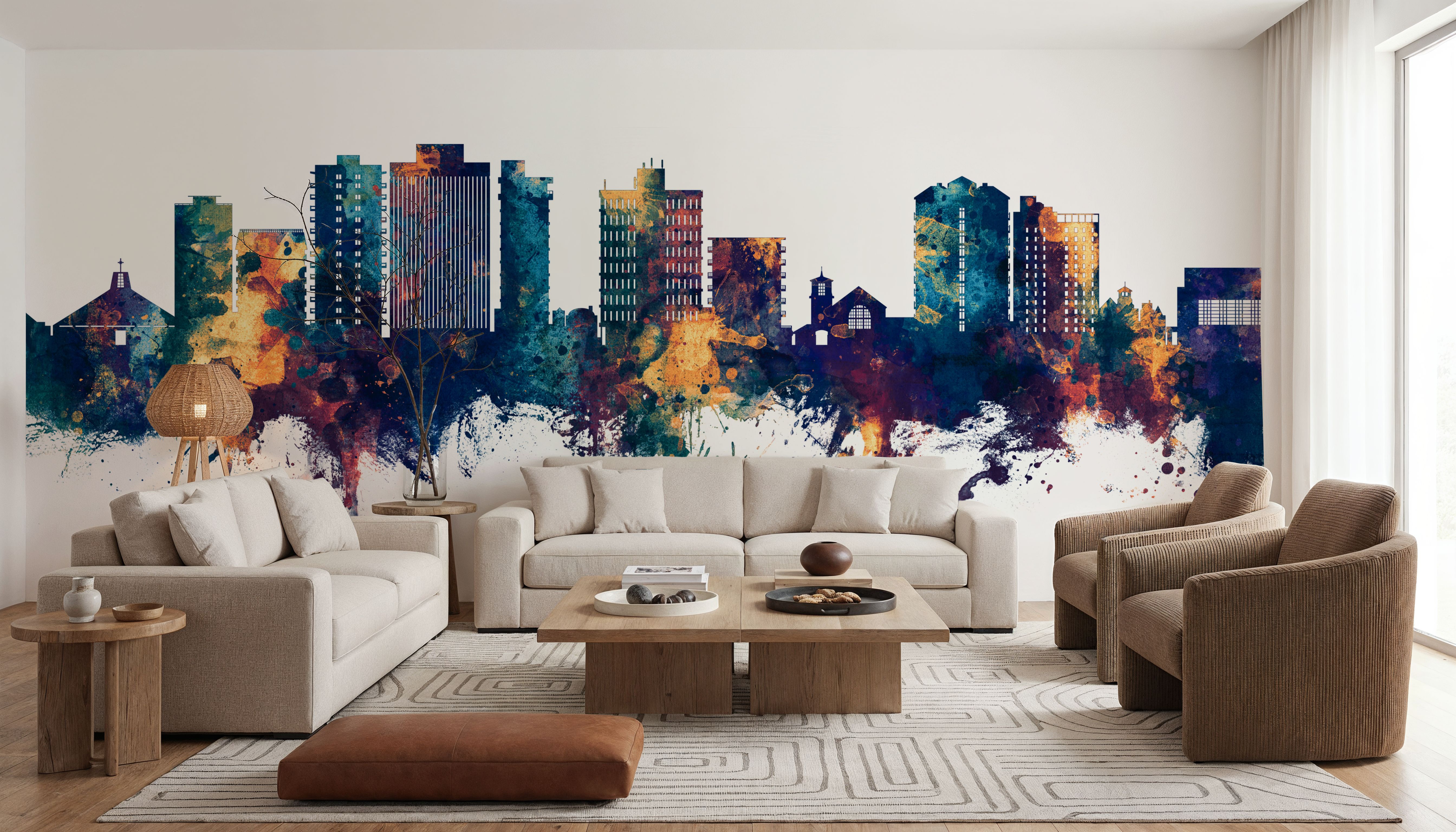 San Mateo California Skyline Blue & Bronze