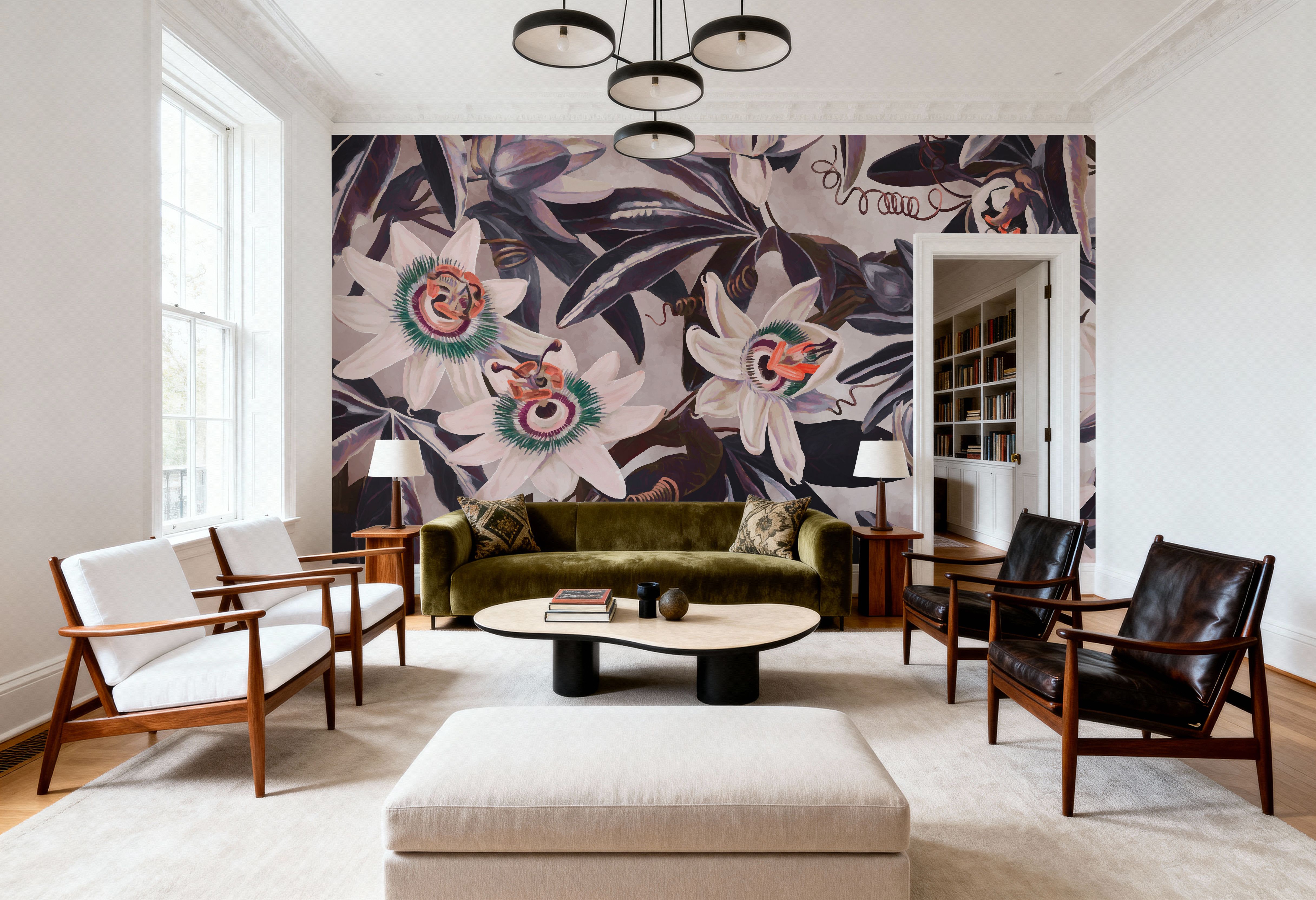 White Passiflora Reddish Green