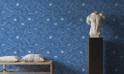 Hidden Peonies, Blue