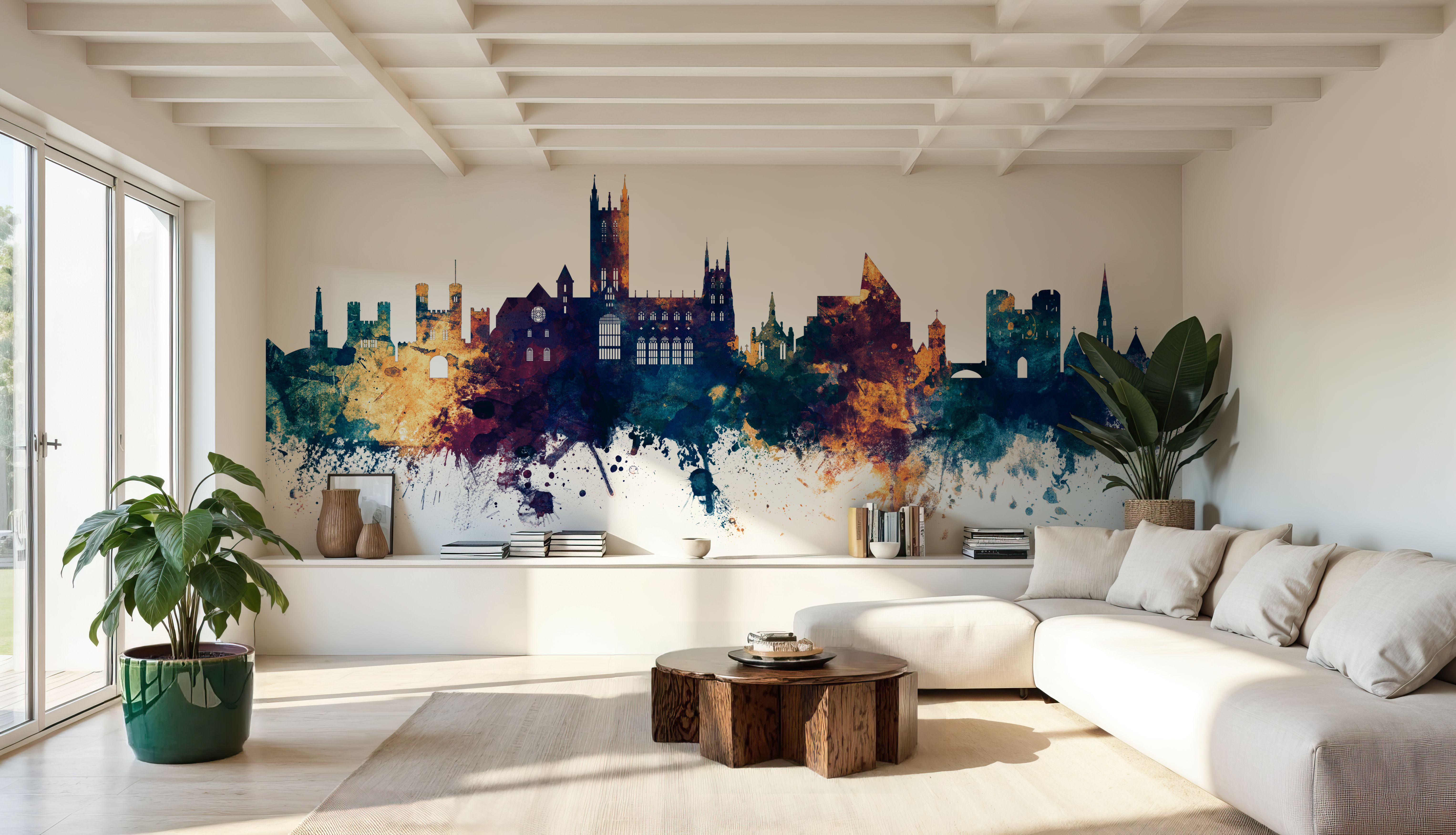 Canterbury England Skyline Blue & Bronze, Papel pintado