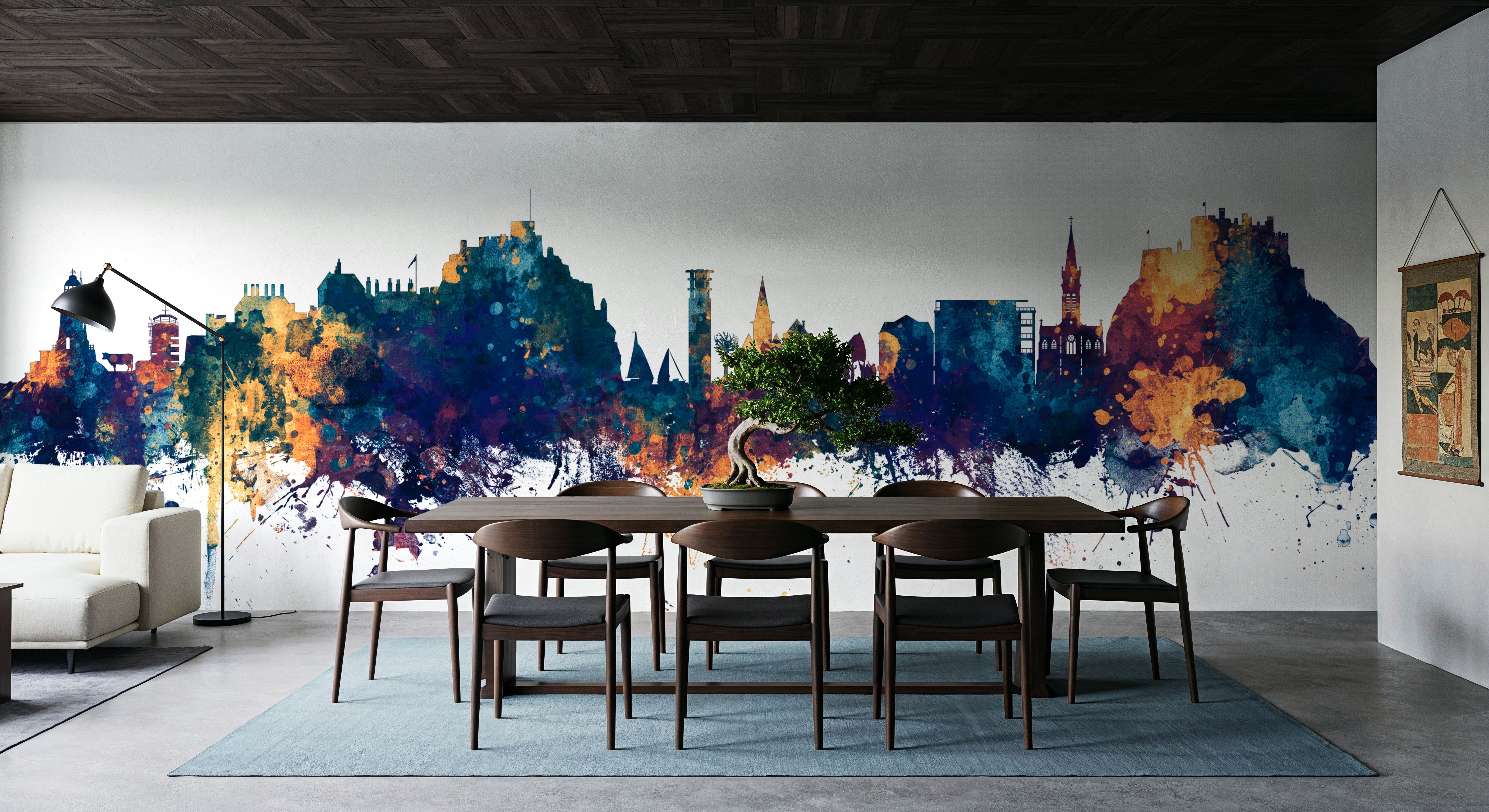 Jersey Channel Islands Skyline Blue & Bronze, Tapet