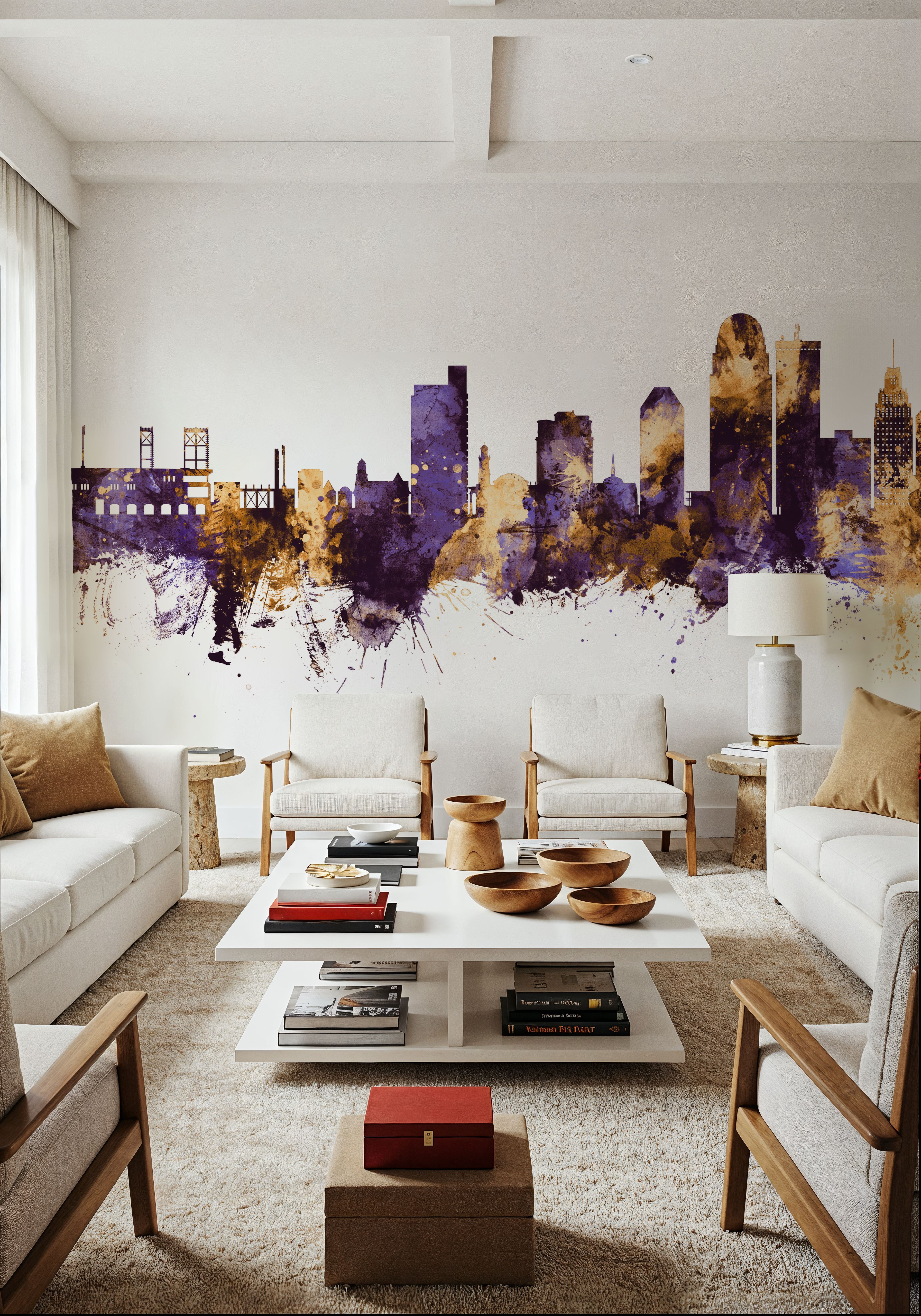 Winston-Salem North Carolina Skyline Purple & Gold