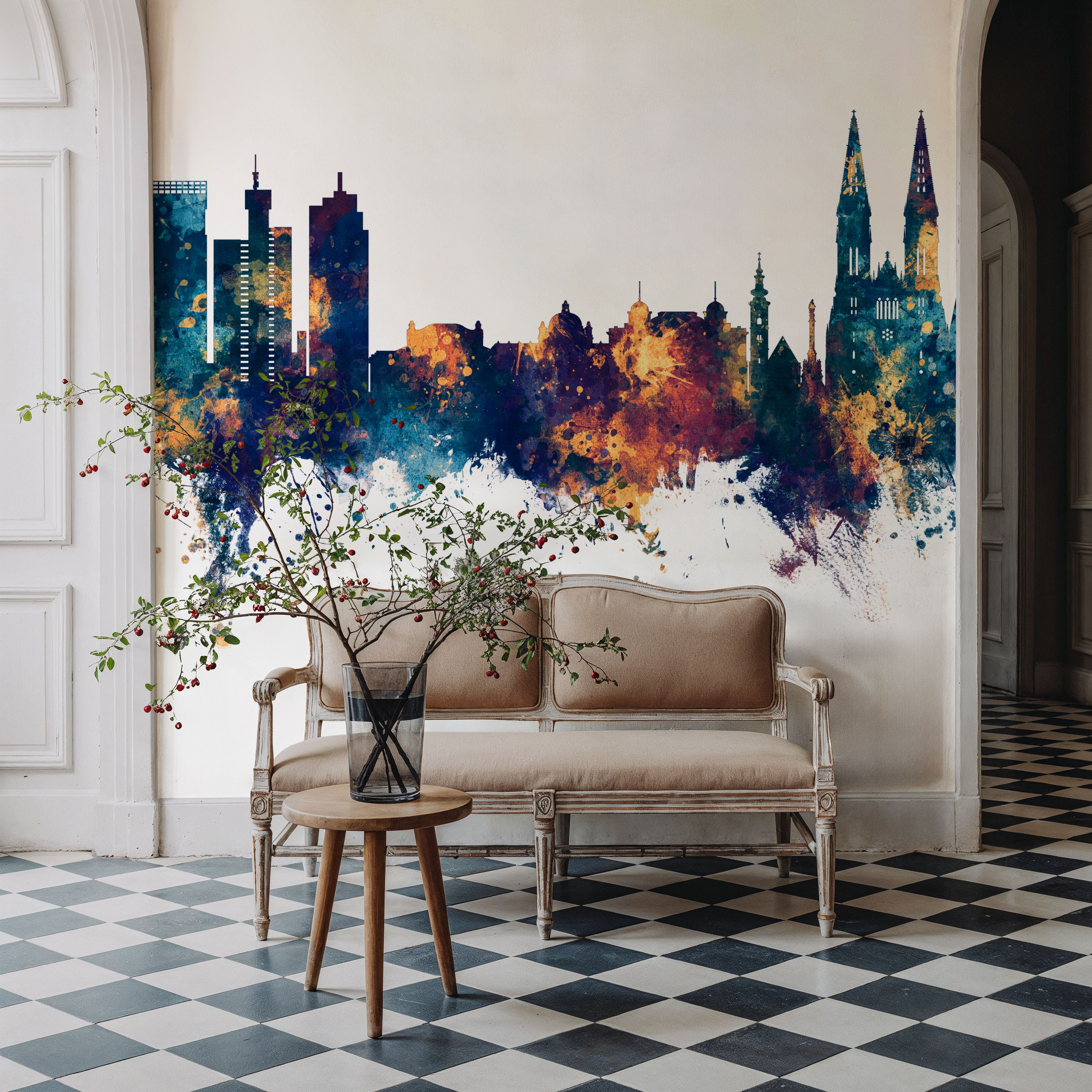 Zagreb Croatia Skyline Blue & Bronze