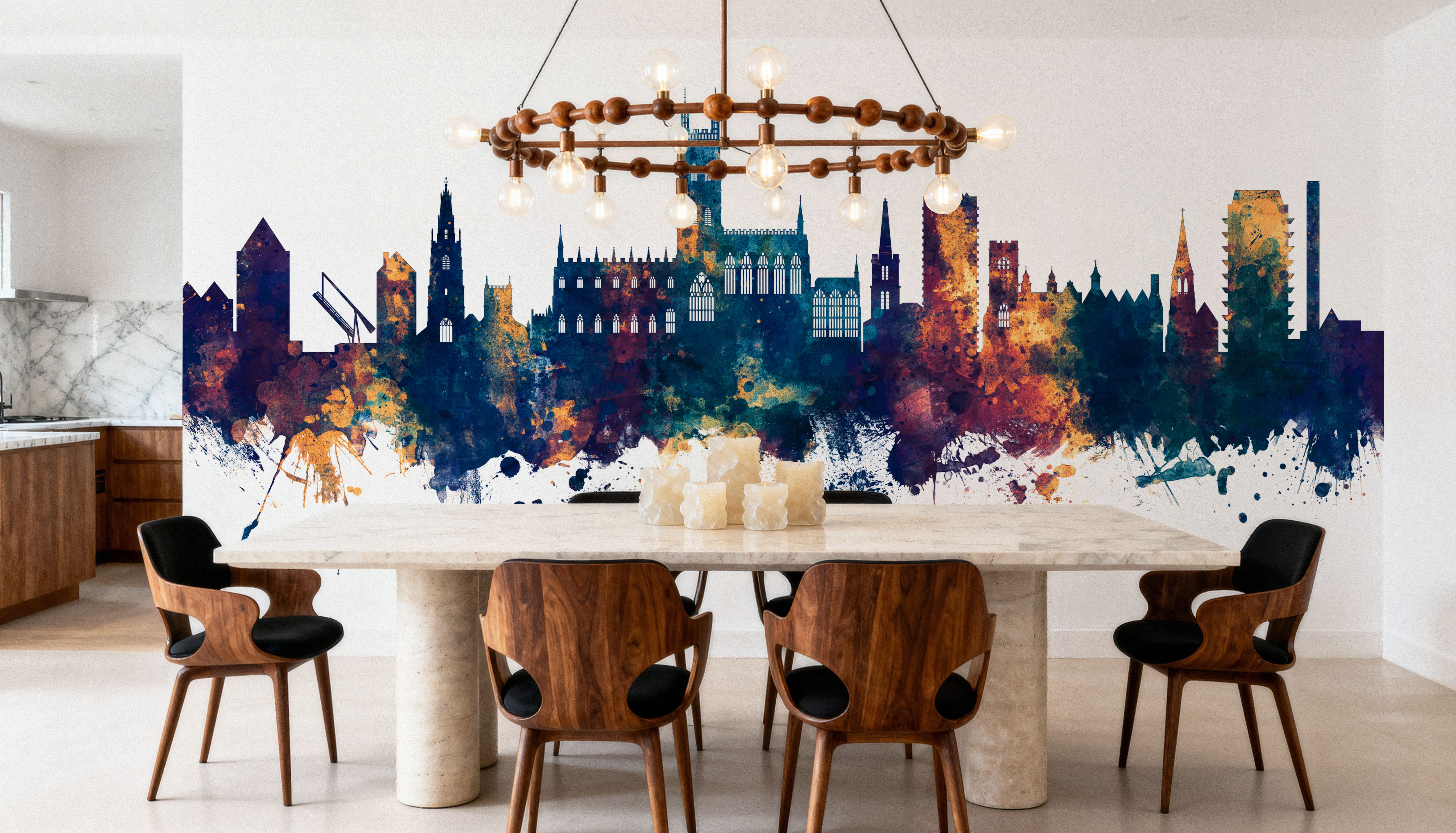 Gloucester England Skyline Blue & Bronze