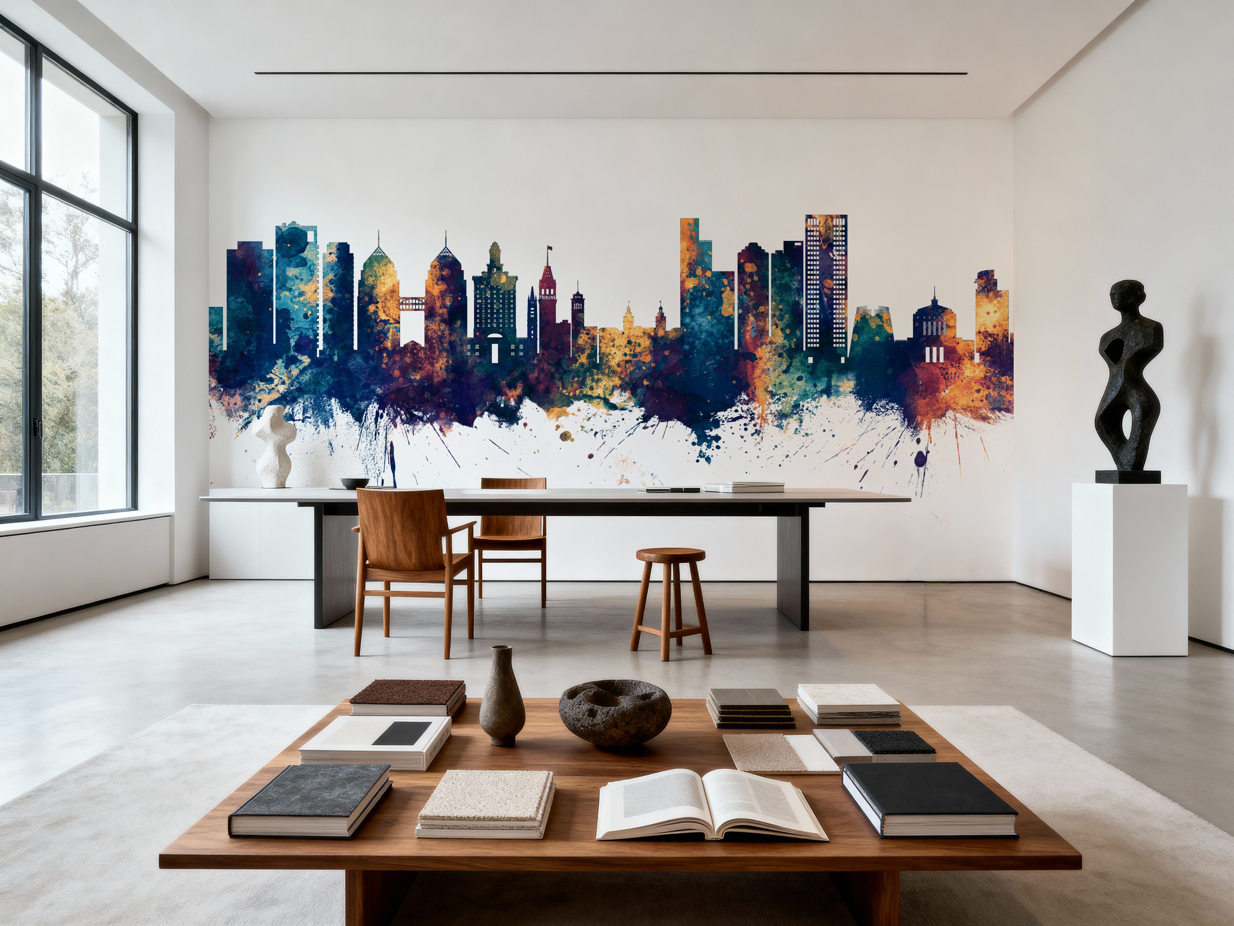 Oakland California Skyline Blue & Bronze