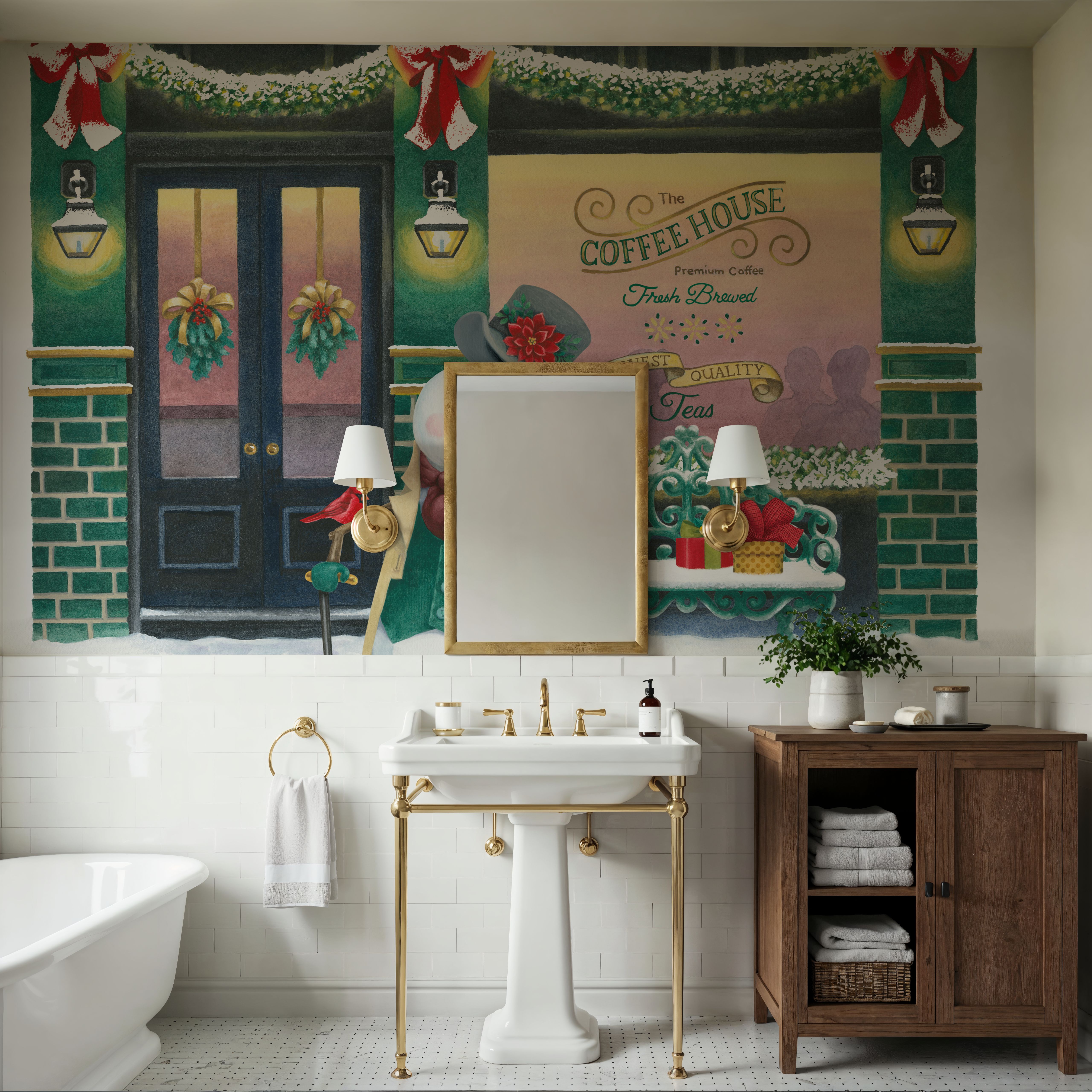 Wall Mural - Main Street Christmas II - Bedroom - Wallism US - Premium, Textured or Peel & Stick