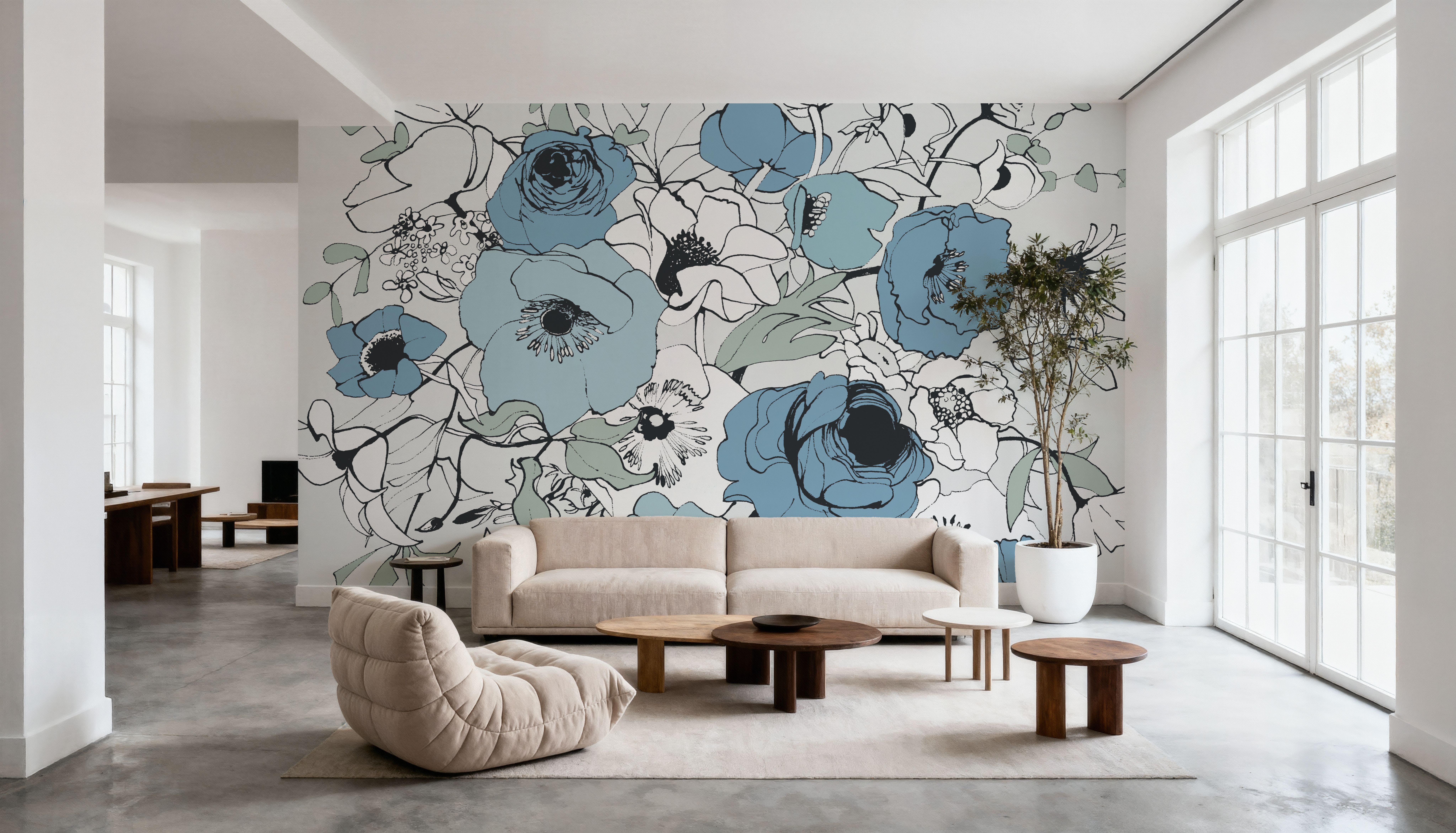 Watercolor Black Lined Poppies Mix
