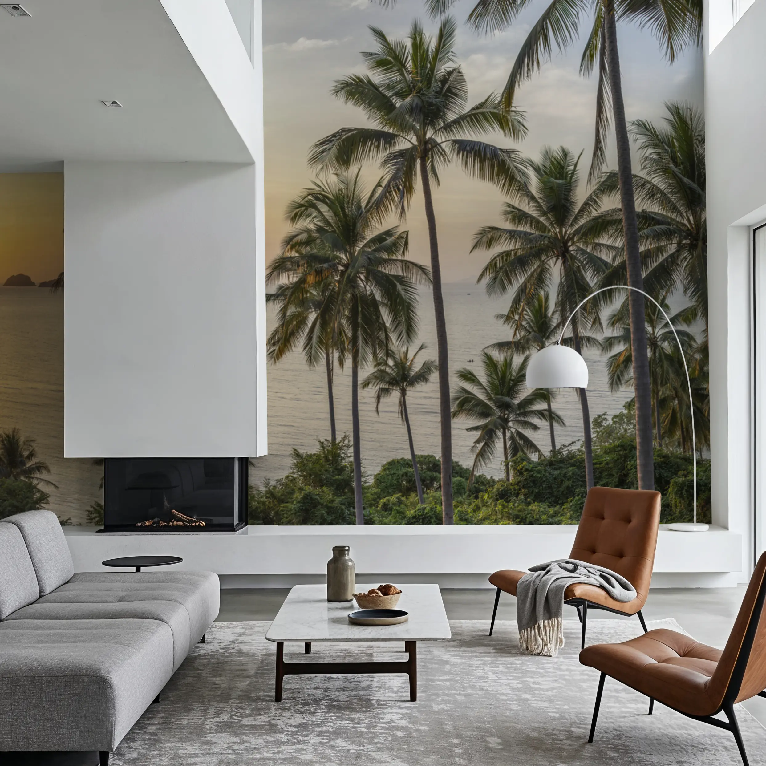 Fotobehang - Tropical Sunset Vista - Kusten Horizon Mural - Geel - Slaapkamers - Wallism België - Zelfklevend of Vliesbehang