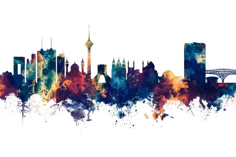 Tehran Iran Skyline Blue & Bronze